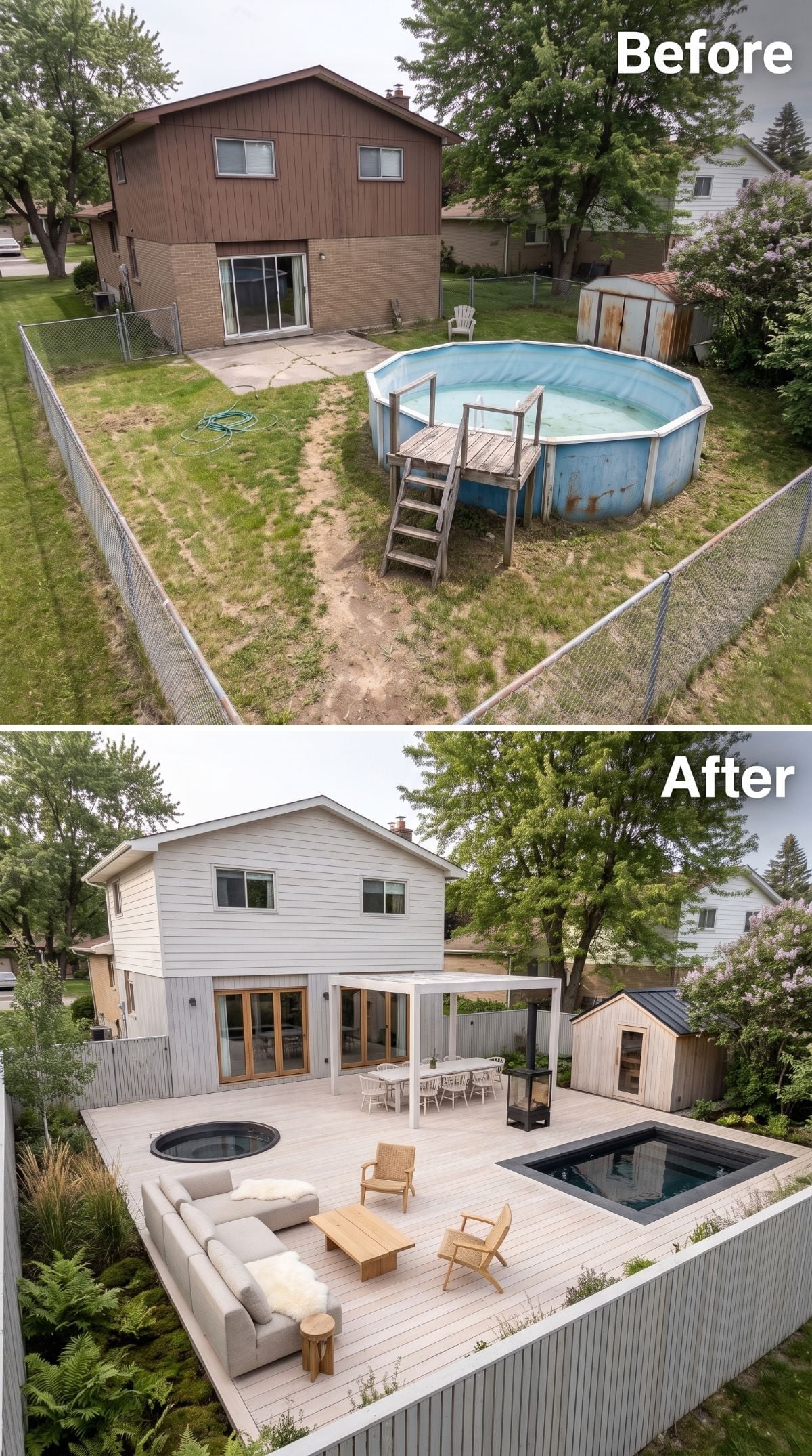 Whitewashed Siding, a Plunge Pool, and a Deck That Made the Rust Irrelevant