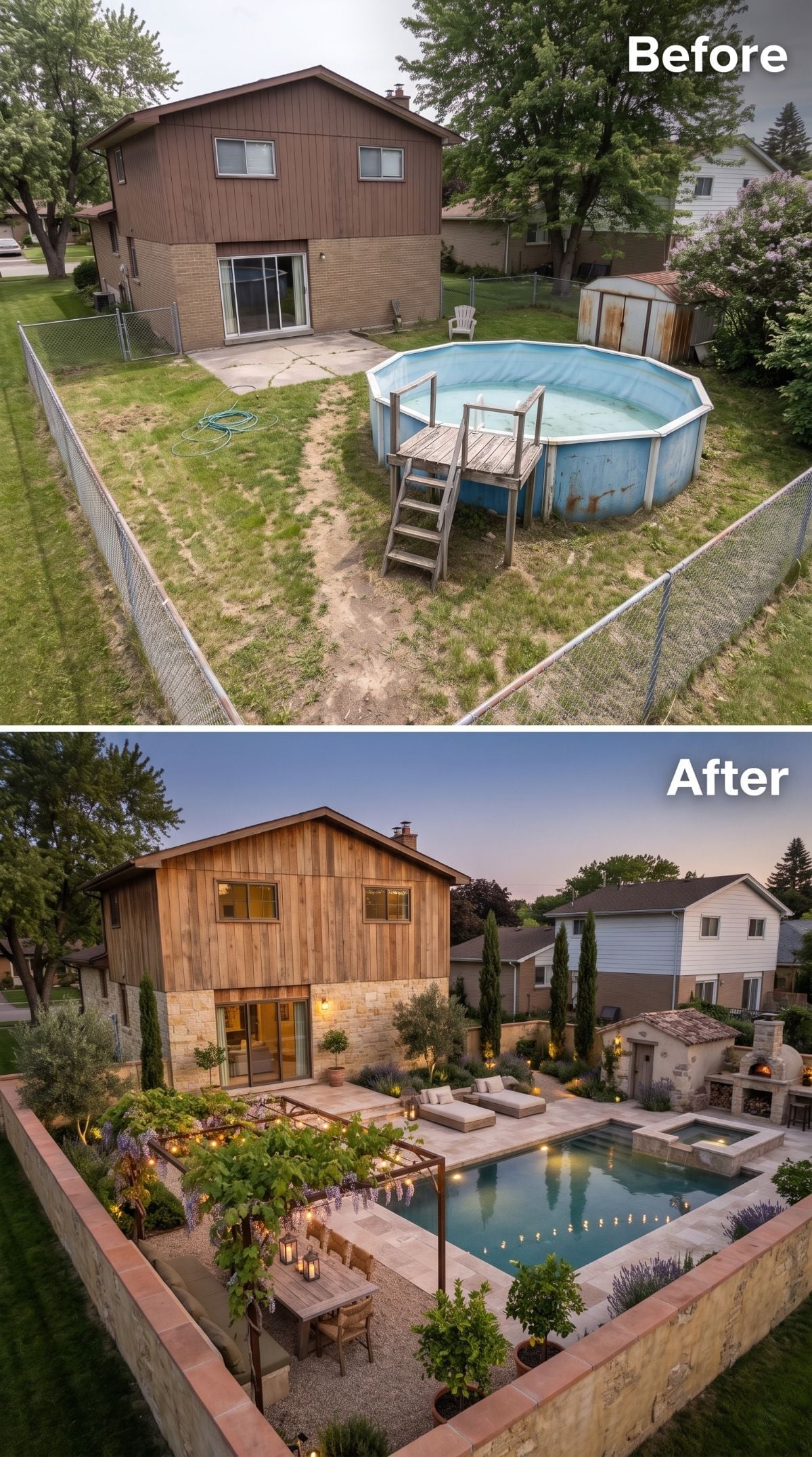 Wisteria Pergola, Inground Pool With Spa, and Cedar Cladding That Buried the Rust Era