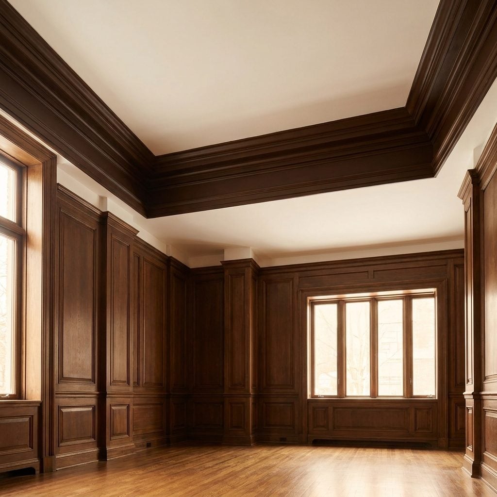 Using Dark Crown Molding That Visually Lowers the Ceiling
