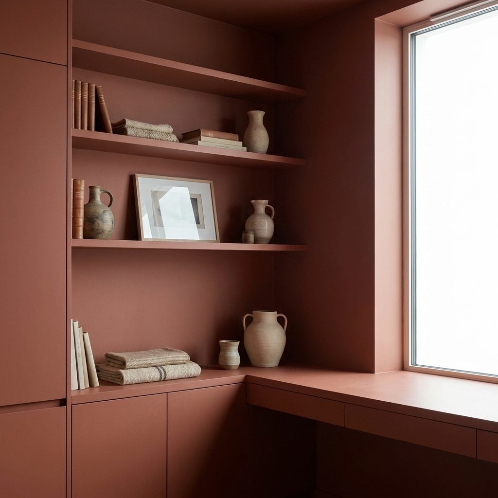 Using the Same Deep Color on Both Walls and Ceiling in a Low-Lit Room