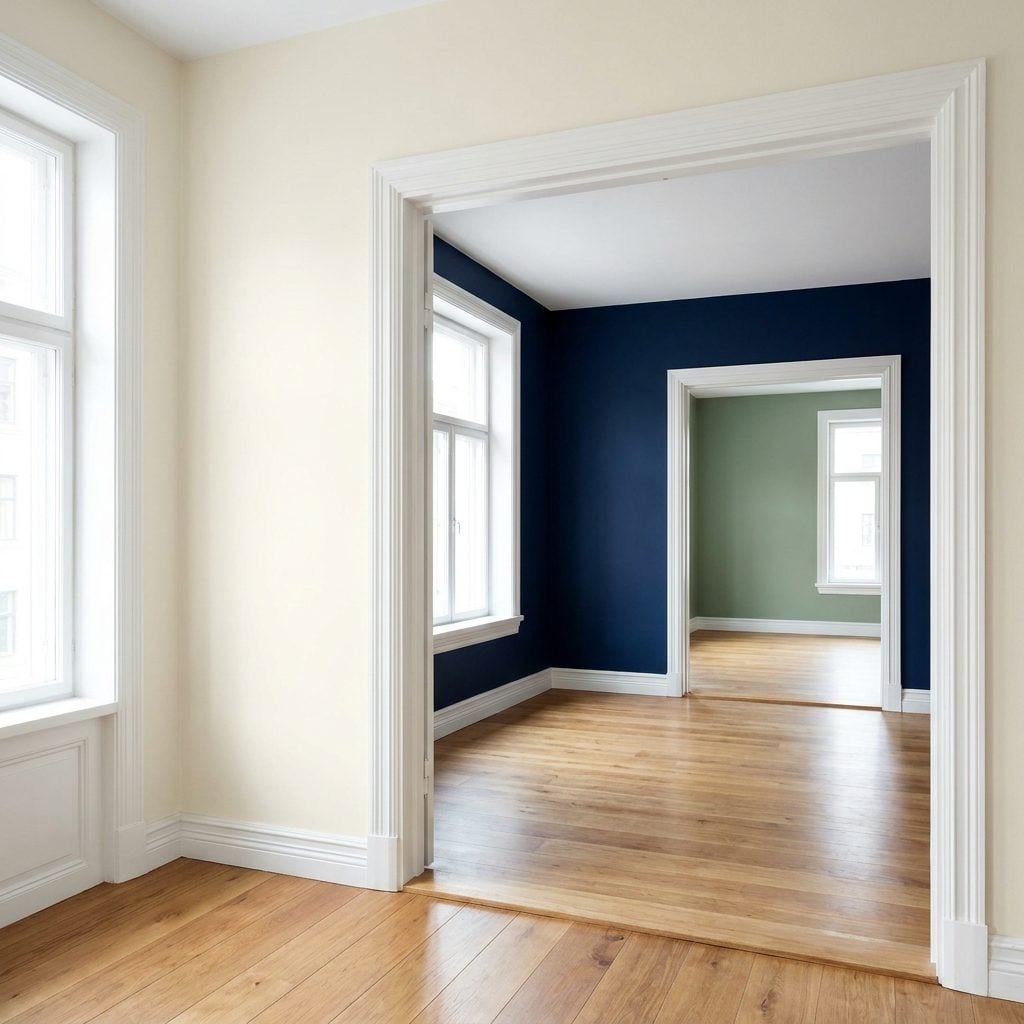 Using Stark Color Changes Between Connected Open-Plan Areas