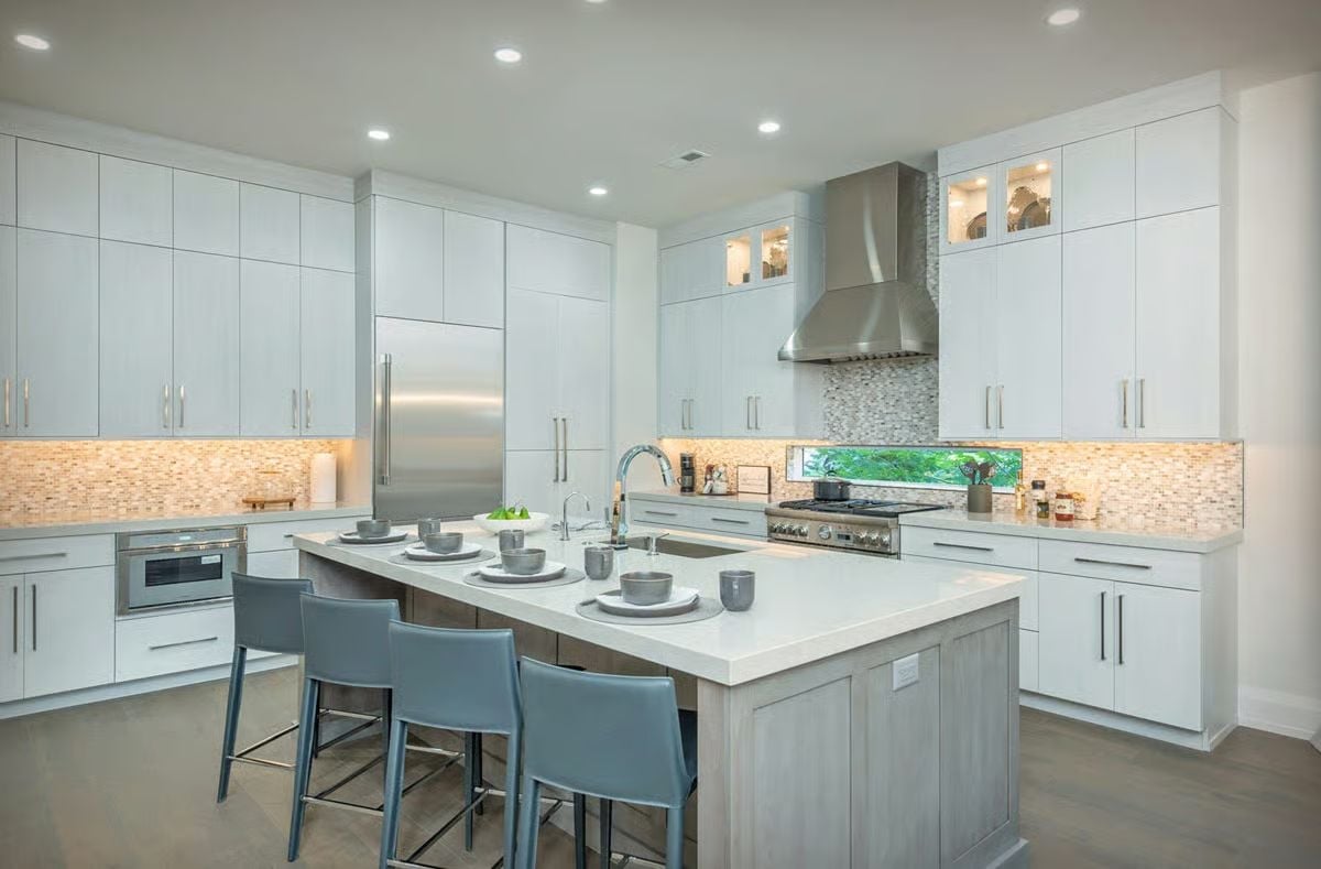 Quartz Counter, Gray Chairs, and a Kitchen Island That Actually Seats People