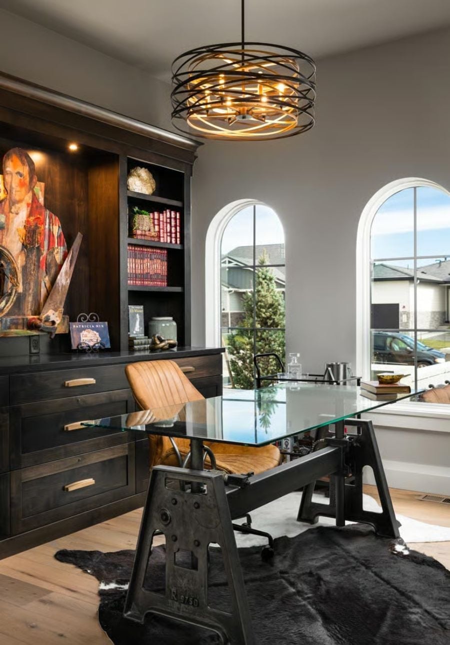 Industrial Steel Base, Glass Top, and Leather That's Clearly Been Somewhere