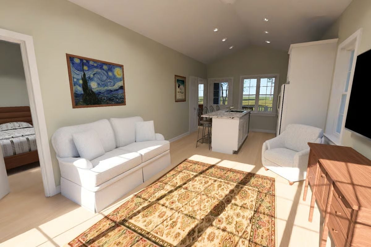 Van Gogh on the Wall and White Slipcovers on the Sofa — Cottage Living Done Right