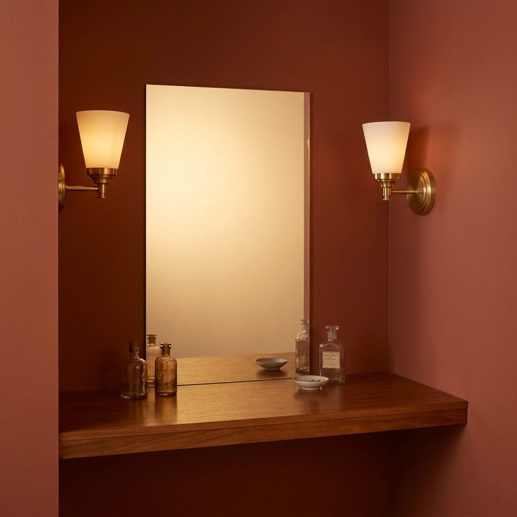 Wall Sconces Mounted Right Beside the Mirror