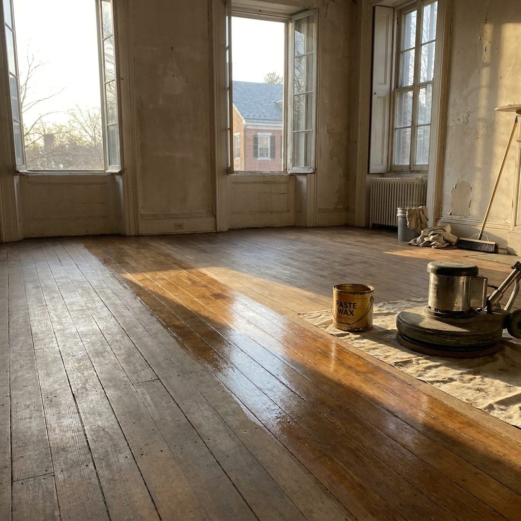 Waxing and Buffing the Floors