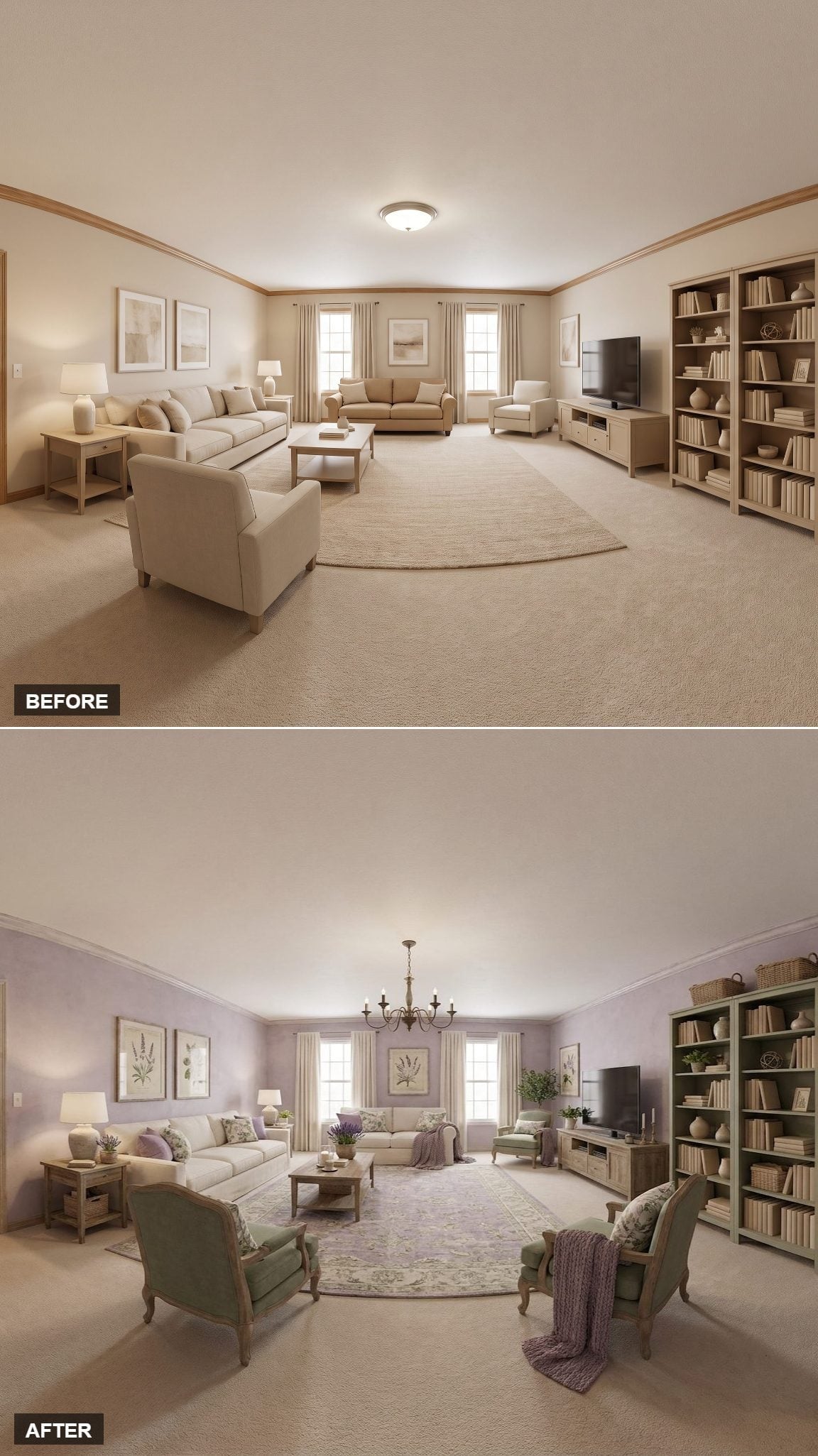 Lavender Walls and Sage Chairs Gave This Room a Scent You Can Almost Smell
