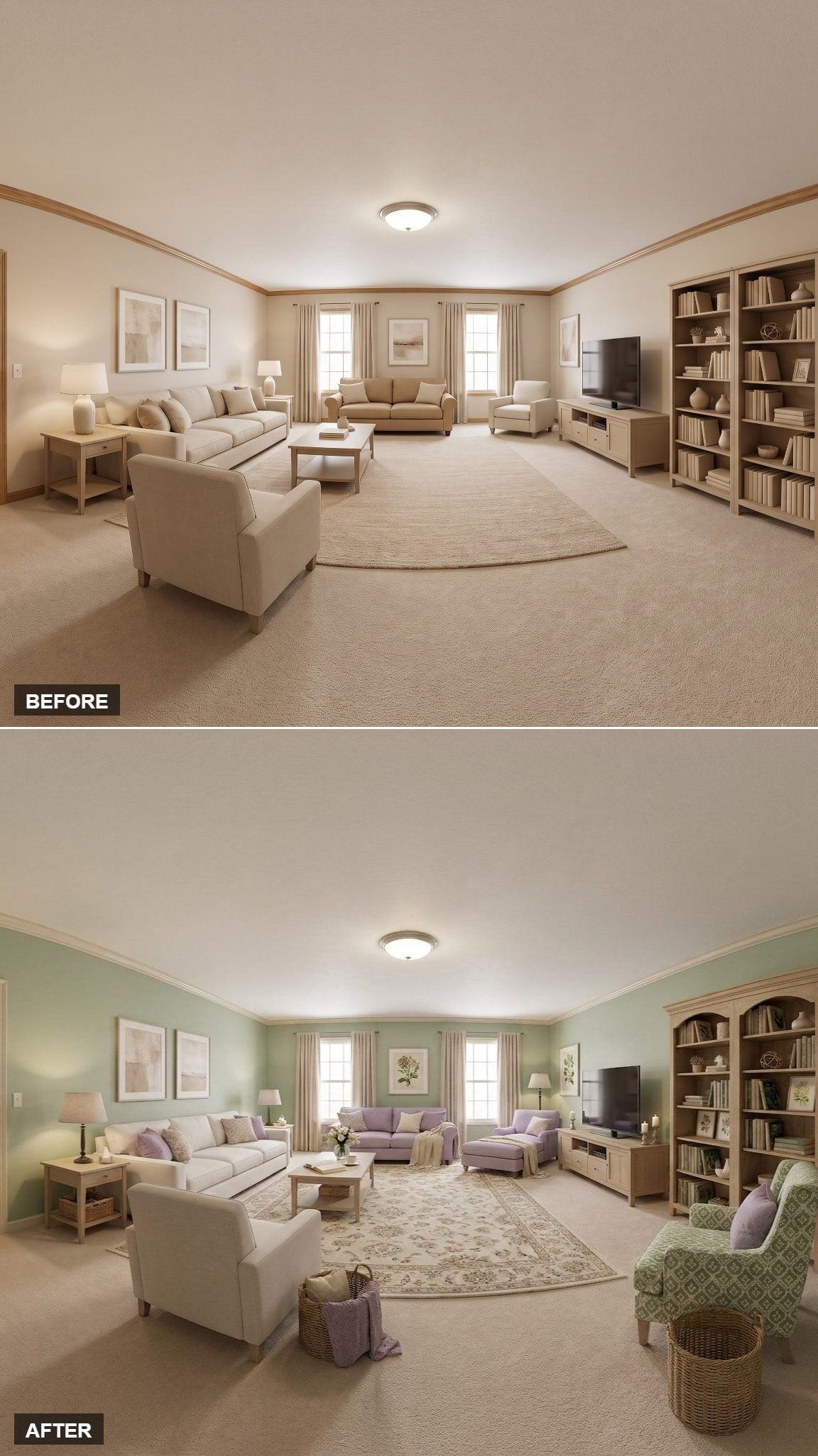 Mint Walls and Lavender Accents Finally Gave This Room a Reason to Breathe