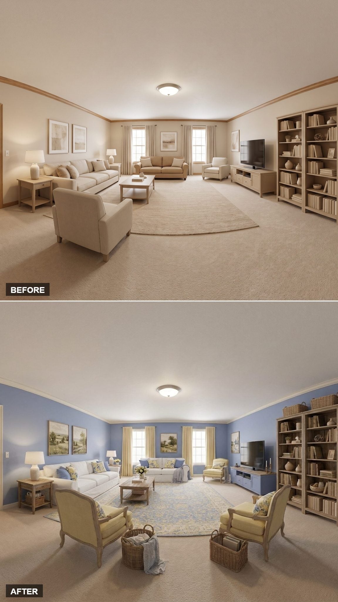 Periwinkle Walls and Yellow Chairs Changed Everything About This Room