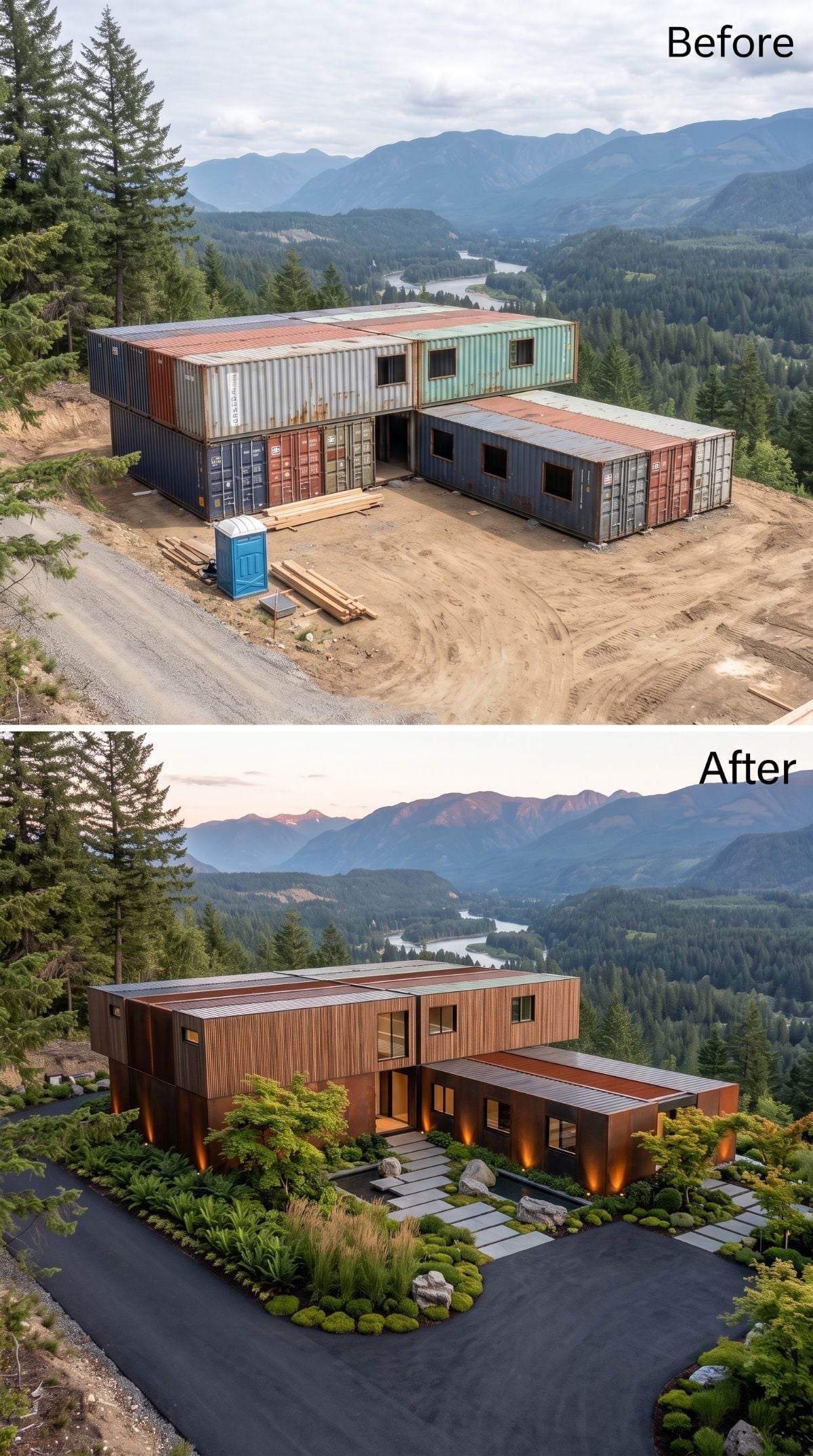 Cedar Cladding, Warm Light, and a Mountain View Containers Made Possible