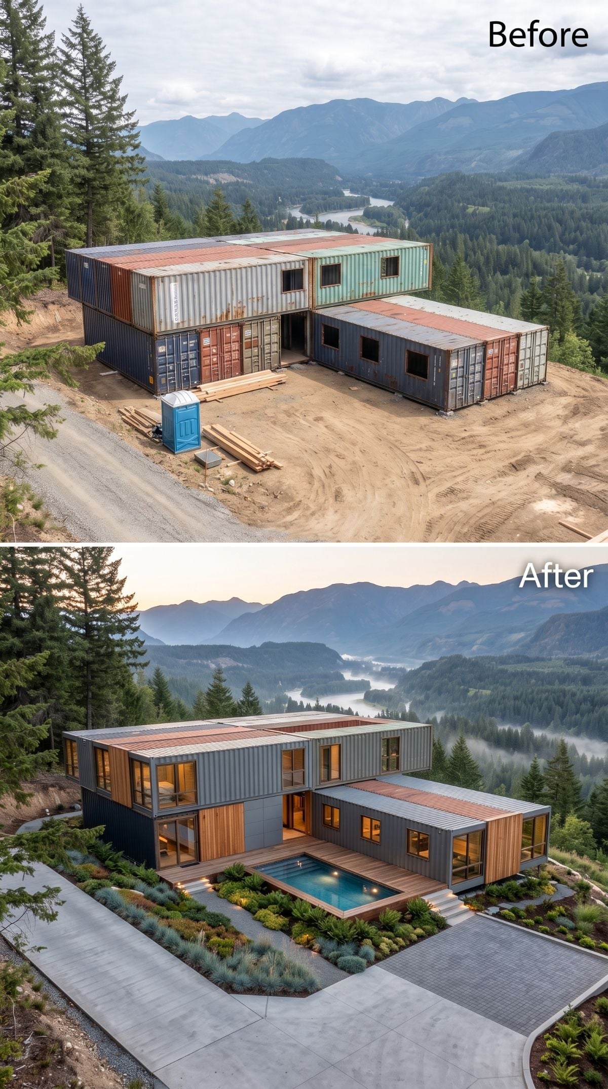 Mud Site to Mountain Modern: Gray Steel, Cedar, and a Hillside Pool Nobody Planned For