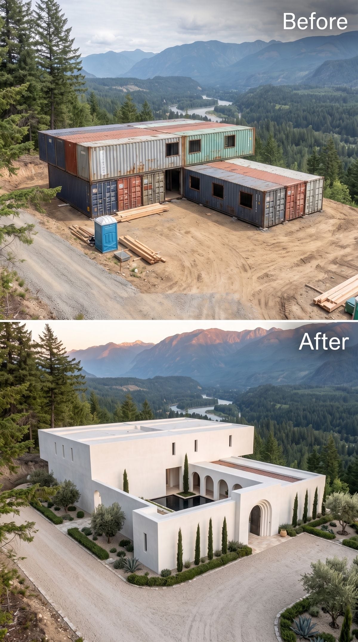 Shipping Containers Under Stucco: Moroccan Arches and a River View Nobody Predicted