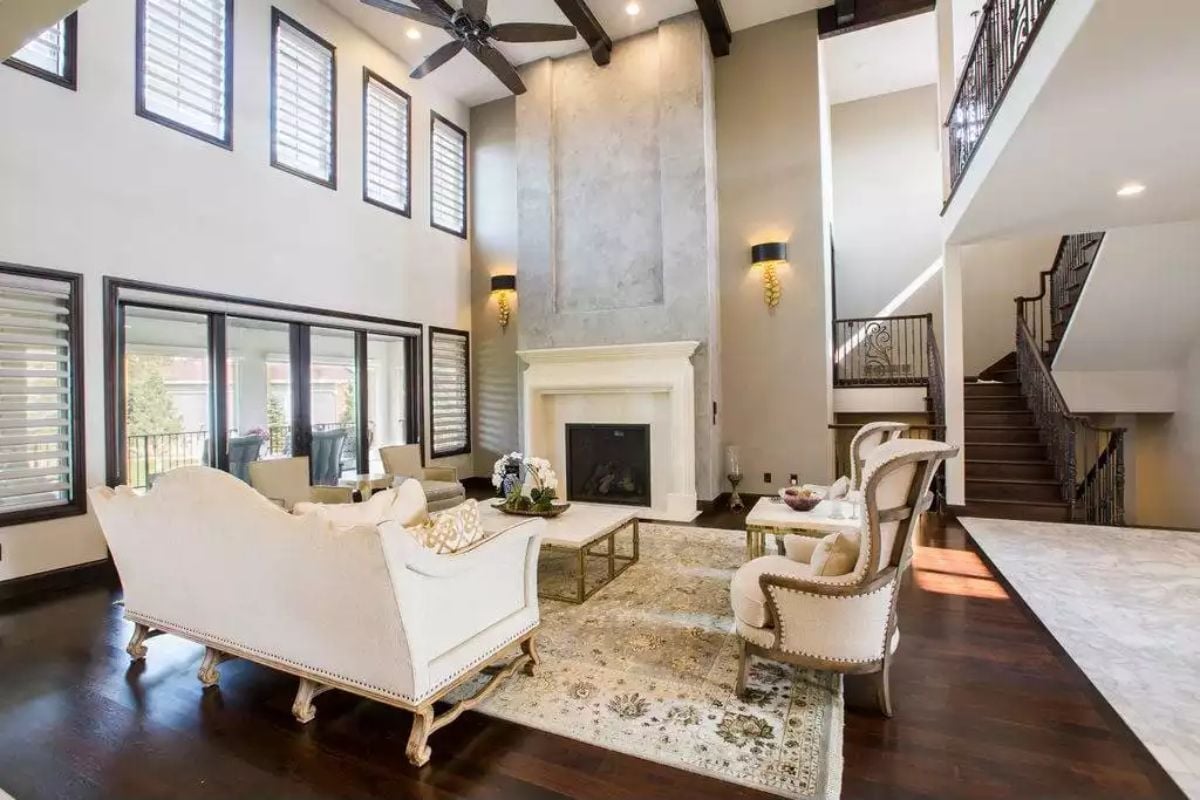 Soaring Fireplace Surround Built for a Room That Earns Every Inch of Its Height