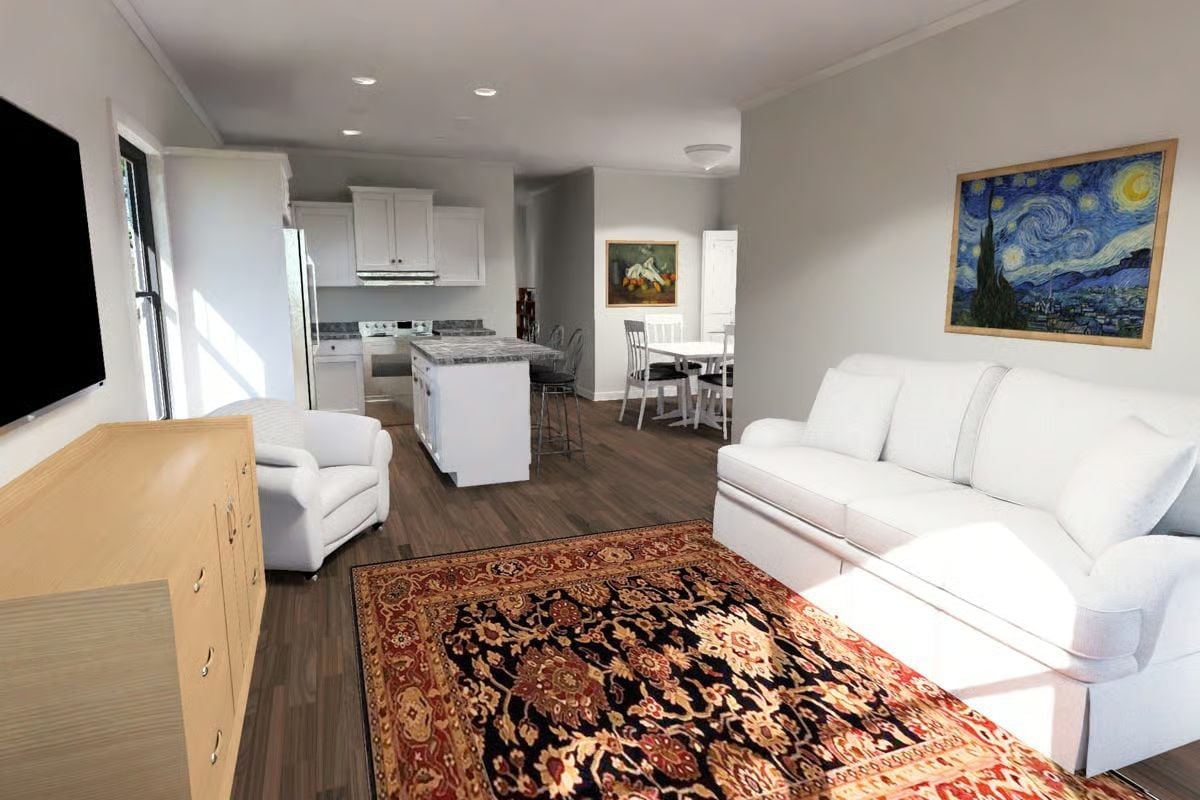 Van Gogh on the Wall and a Persian Rug on the Floor Walk Into a Ranch House