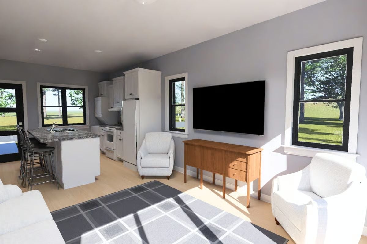 Gray Walls and a Wall-Mounted TV That Actually Fits the Room