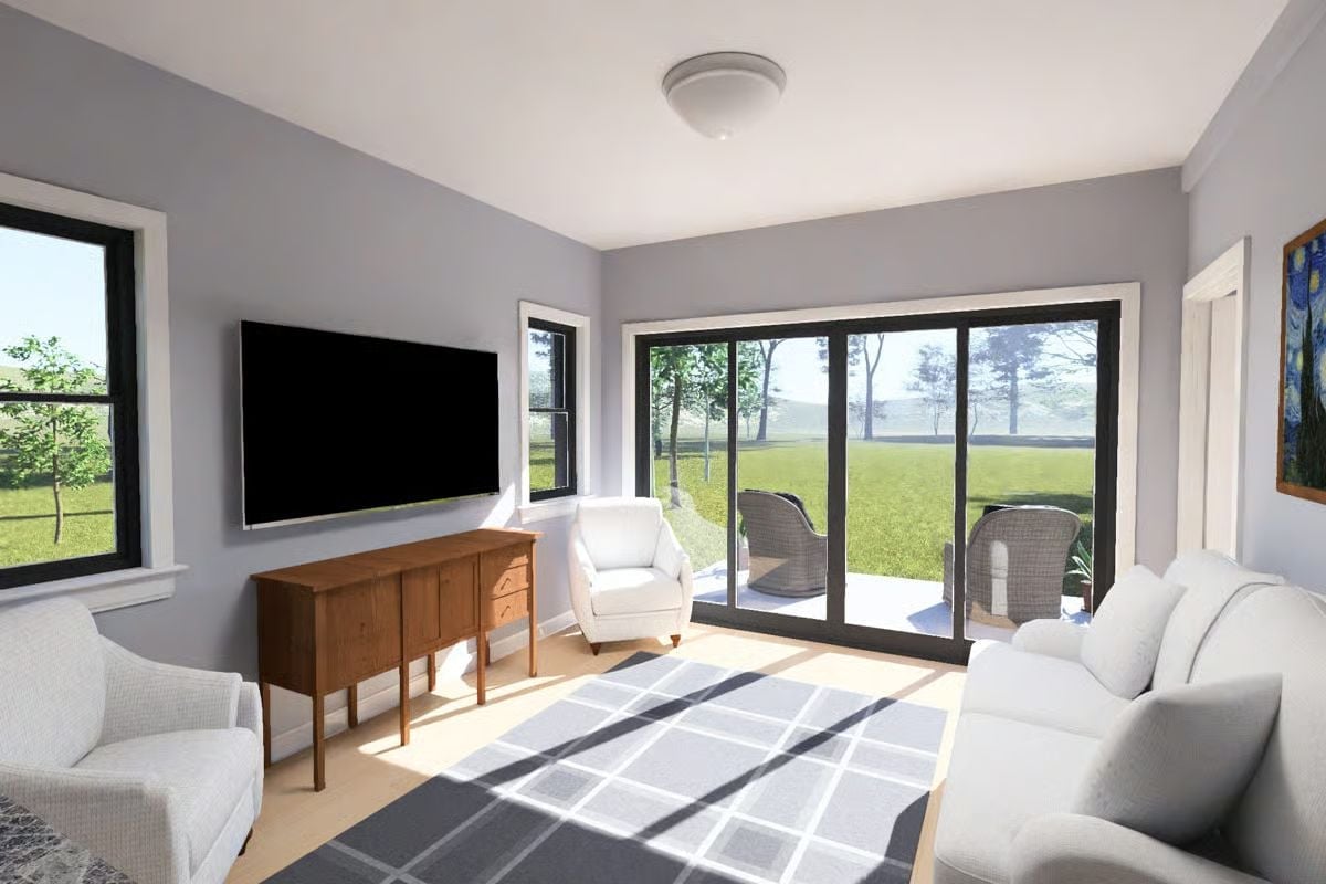 Sliding Glass Doors Do All the Heavy Lifting in This Living Room