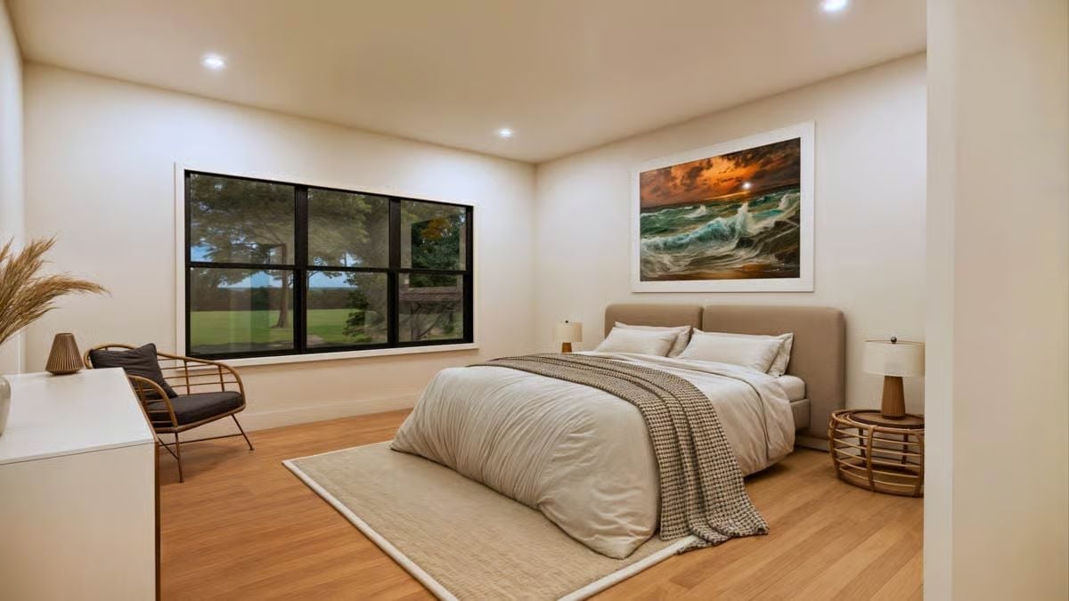 Rattan, Recessed Lighting, and a Seascape That Sets the Whole Mood