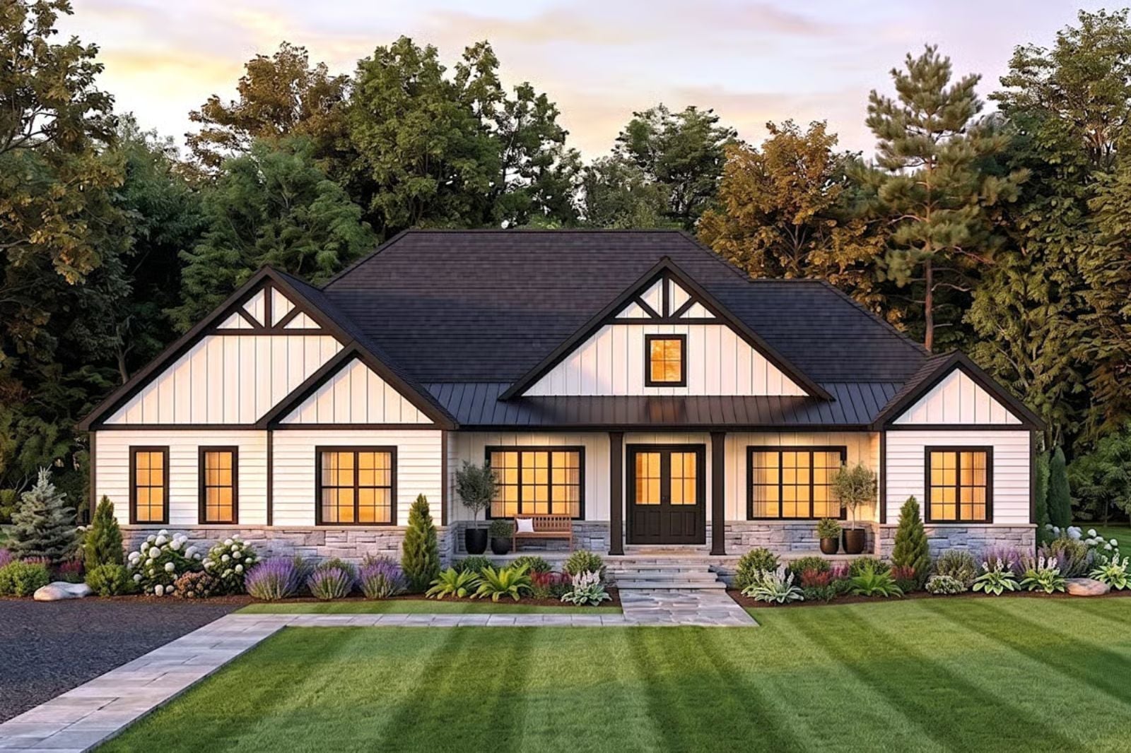 Willow and Batten 3-Bedroom Modern Farmhouse with Covered Porch Designed for Families Who Make Their House the One Everyone Wants to Visit (Floor Plan)