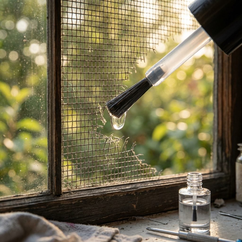 Window Screens Patched With a Dab of Nail Polish