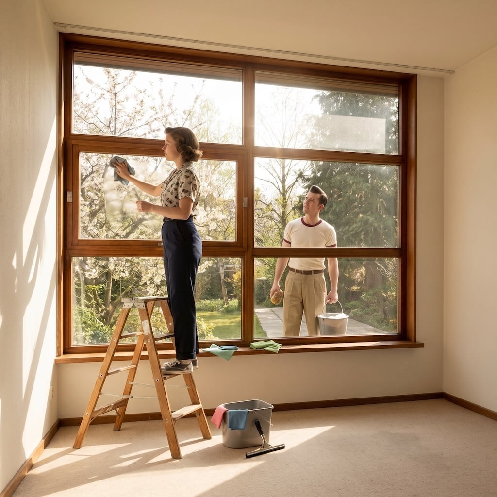 couple washing windows