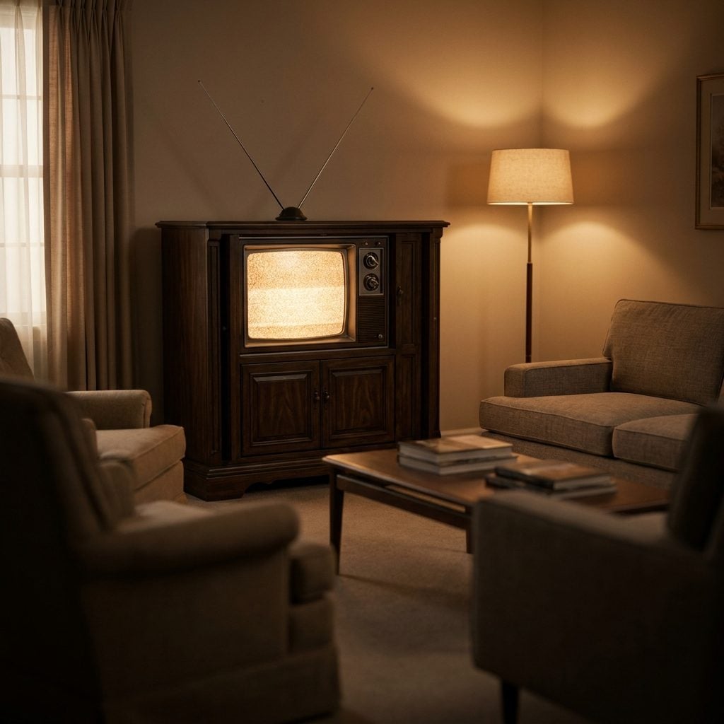 The Wood-Console Television the Whole Room Faced