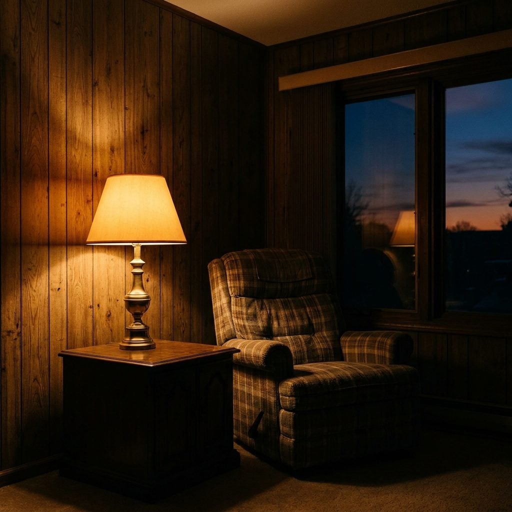 The Wood-Paneled Family Room That Glowed Amber at Night