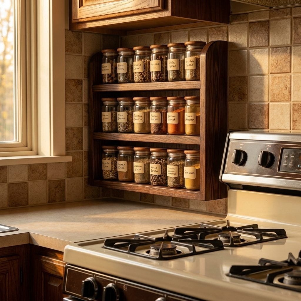 Wooden Spice Racks Mounted Right to the Wall