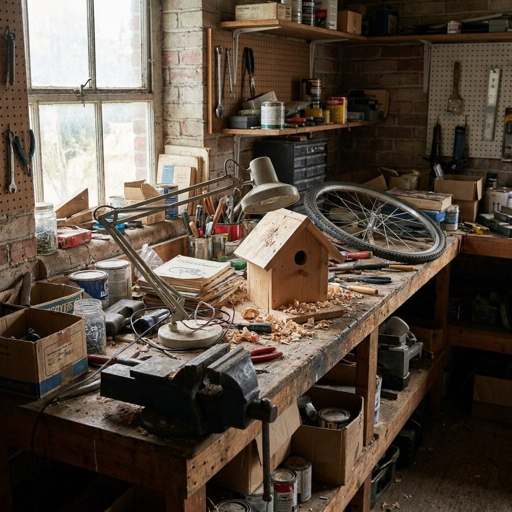 The Workbench Buried Under Three Half-Finished Projects