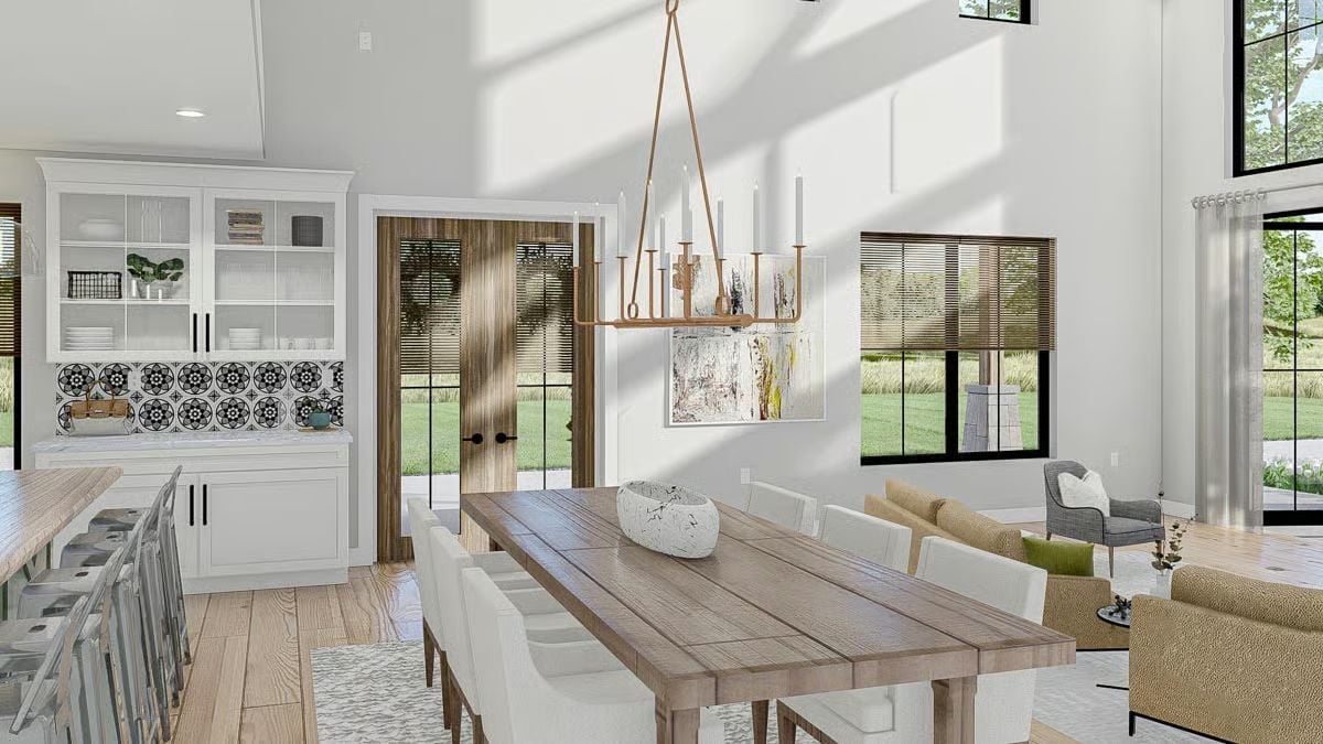 Candle-Style Chandelier and Patterned Tile That Pull the Room in the Right Direction
