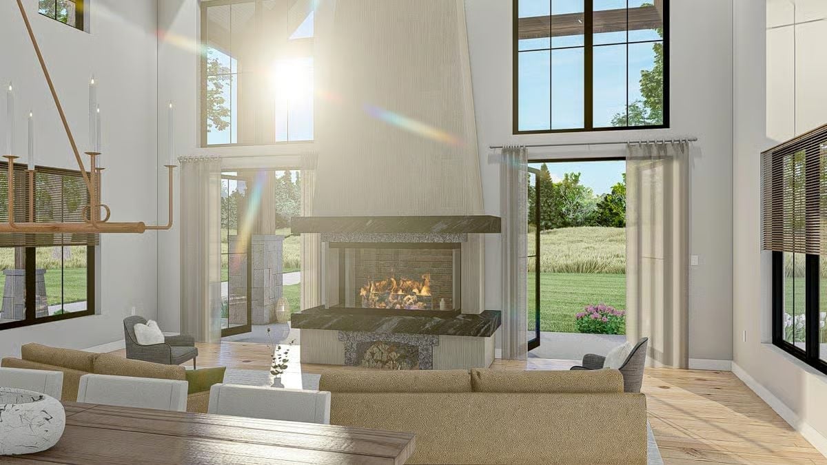 Double-Height Fireplace That Actually Earns the Wall It Takes Up