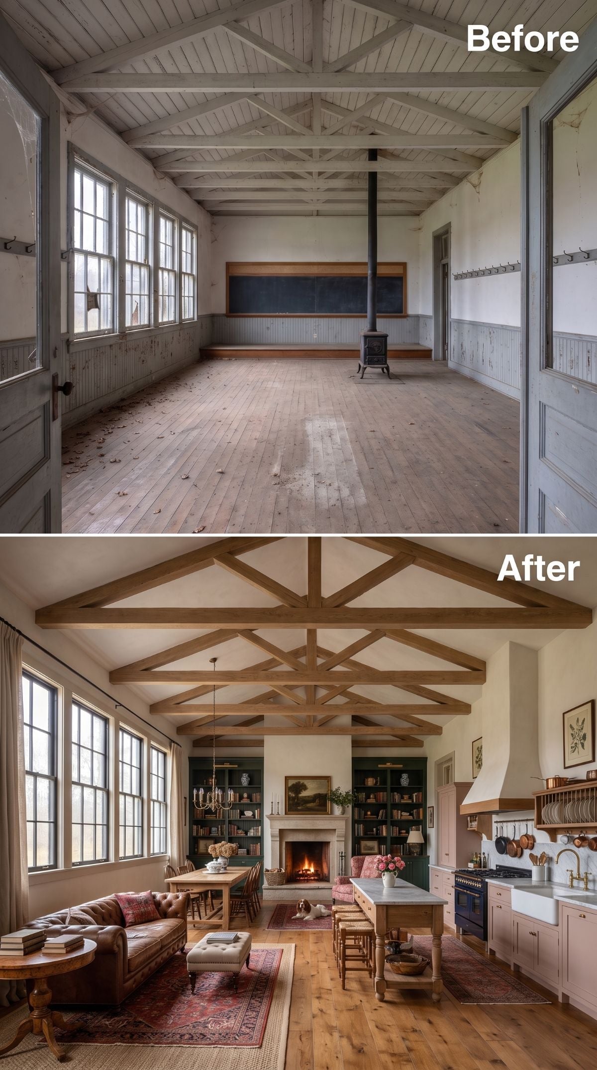 Chalk Dust to Chesterfield: One Schoolhouse's Wildly Cozy Second Life