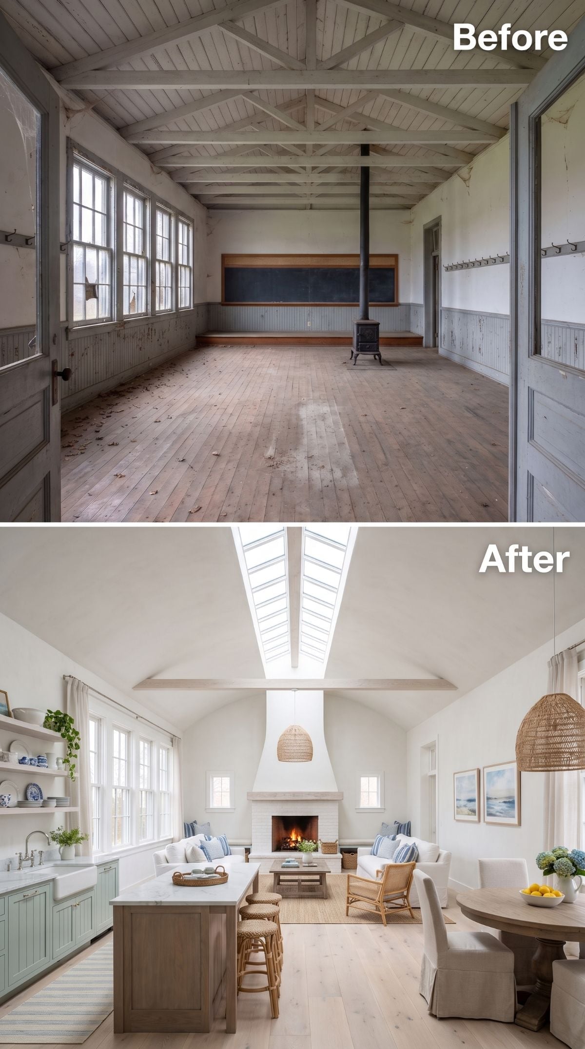 Slate Blackboards Out, Shiplap Skylights In: Same Four Walls, New Soul