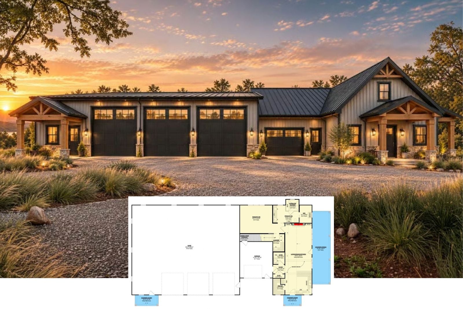 The Weston 1-Bedroom Barndominium House Plan with Massive Shop (2,051 Sq. Ft. Floor Plan)