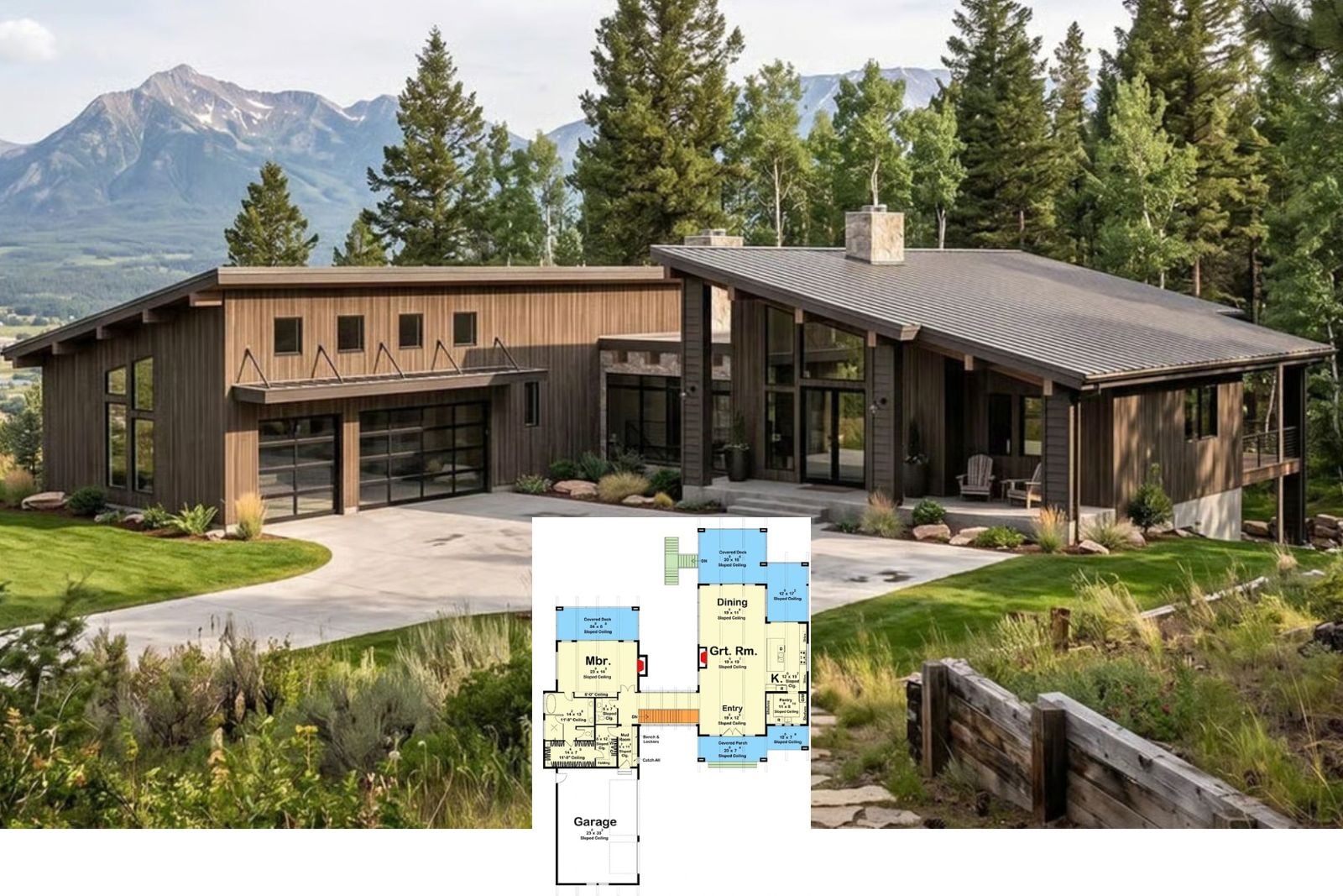 Telluride 3-Bedroom Modern Mountain House Plan with Walkout Wet Bar (2,380 Sq. Ft. Floor Plan)