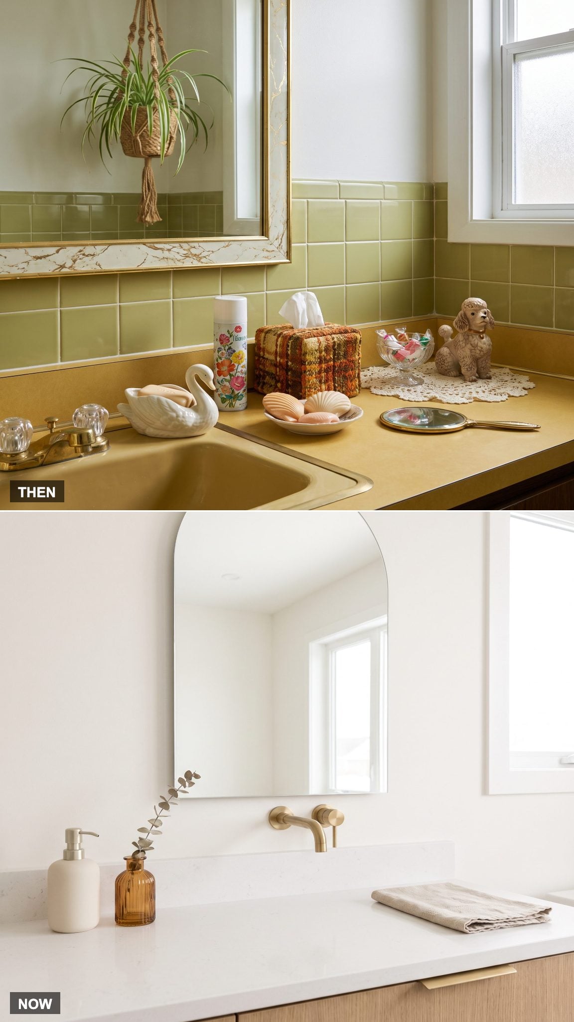1970: Decorative Clutter on Every Surface vs. NOW: Curated Countertop Styling