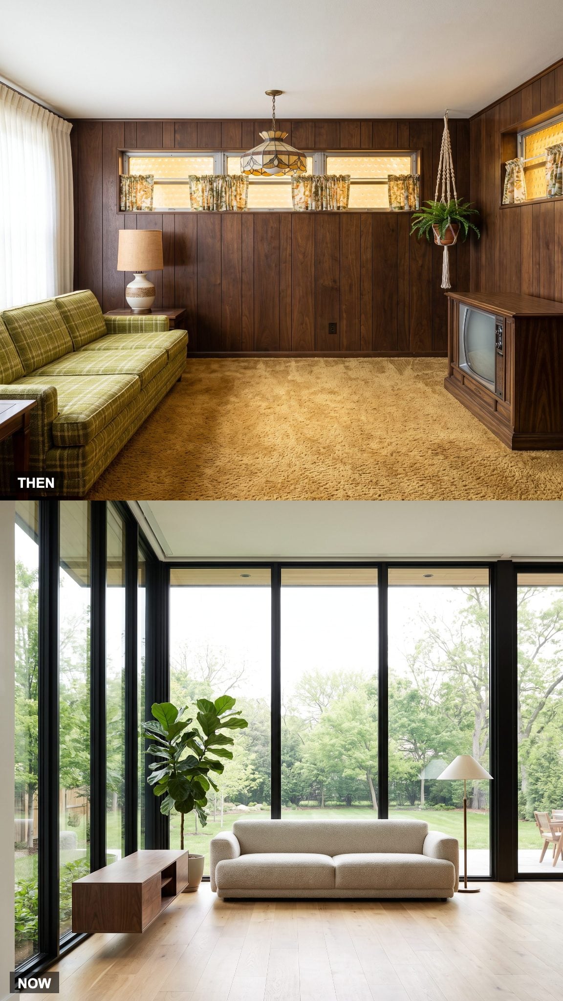 1970: Small Windows → NOW: Larger Windows and More Natural Light