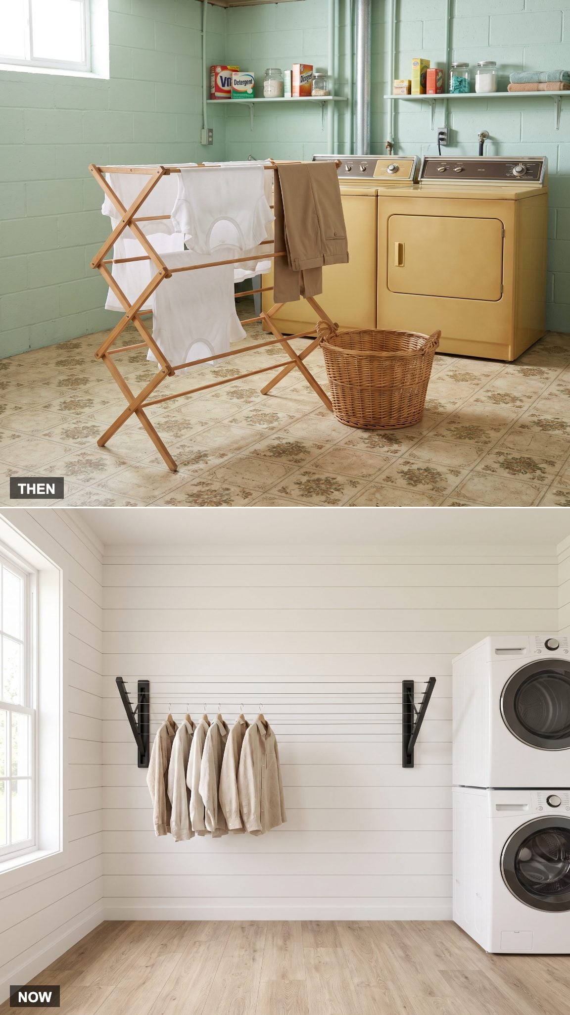 Wall-mounted retractable laundry drying system