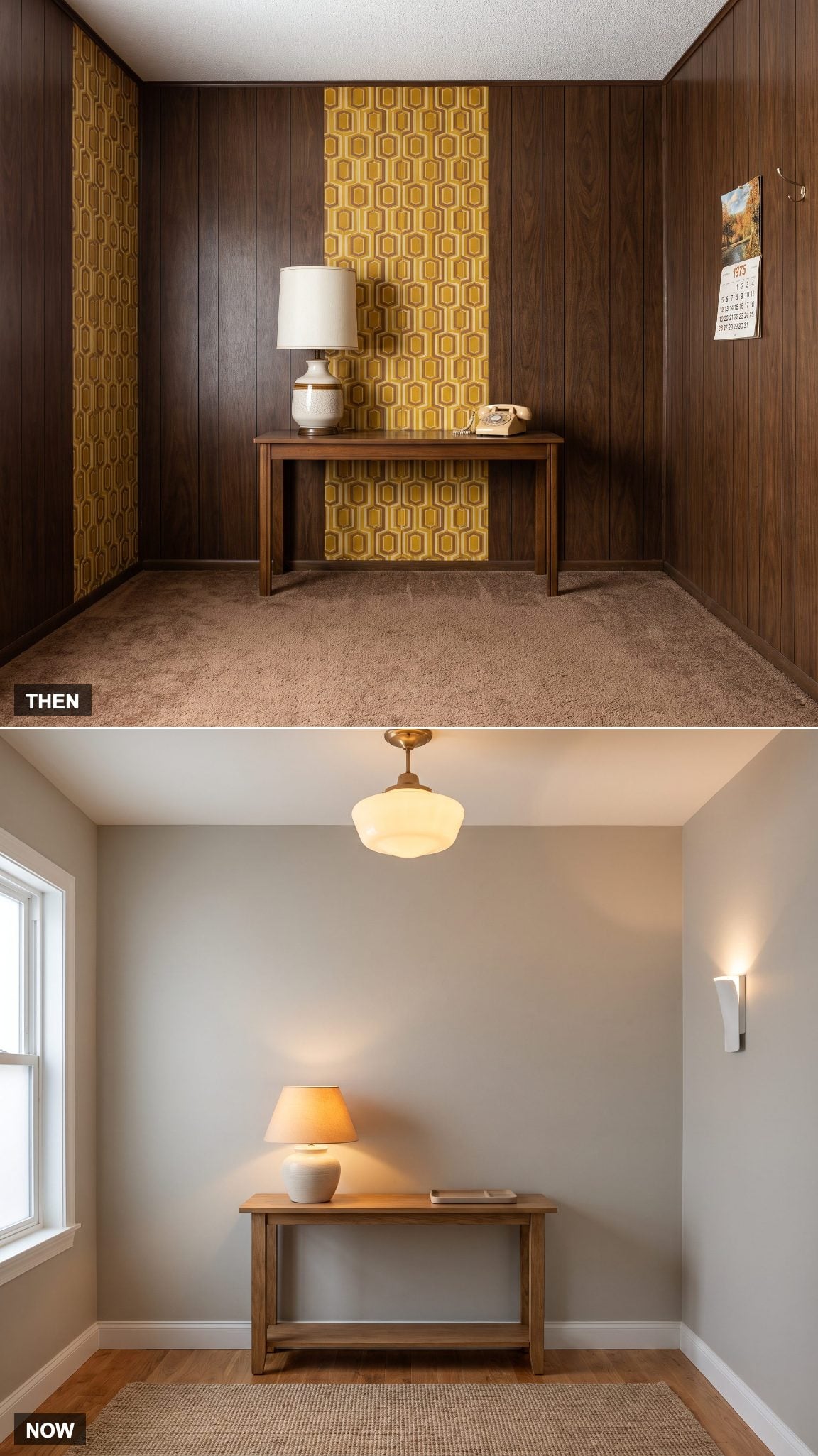 1975: Single Overhead Light → NOW: Layered Entry Lighting