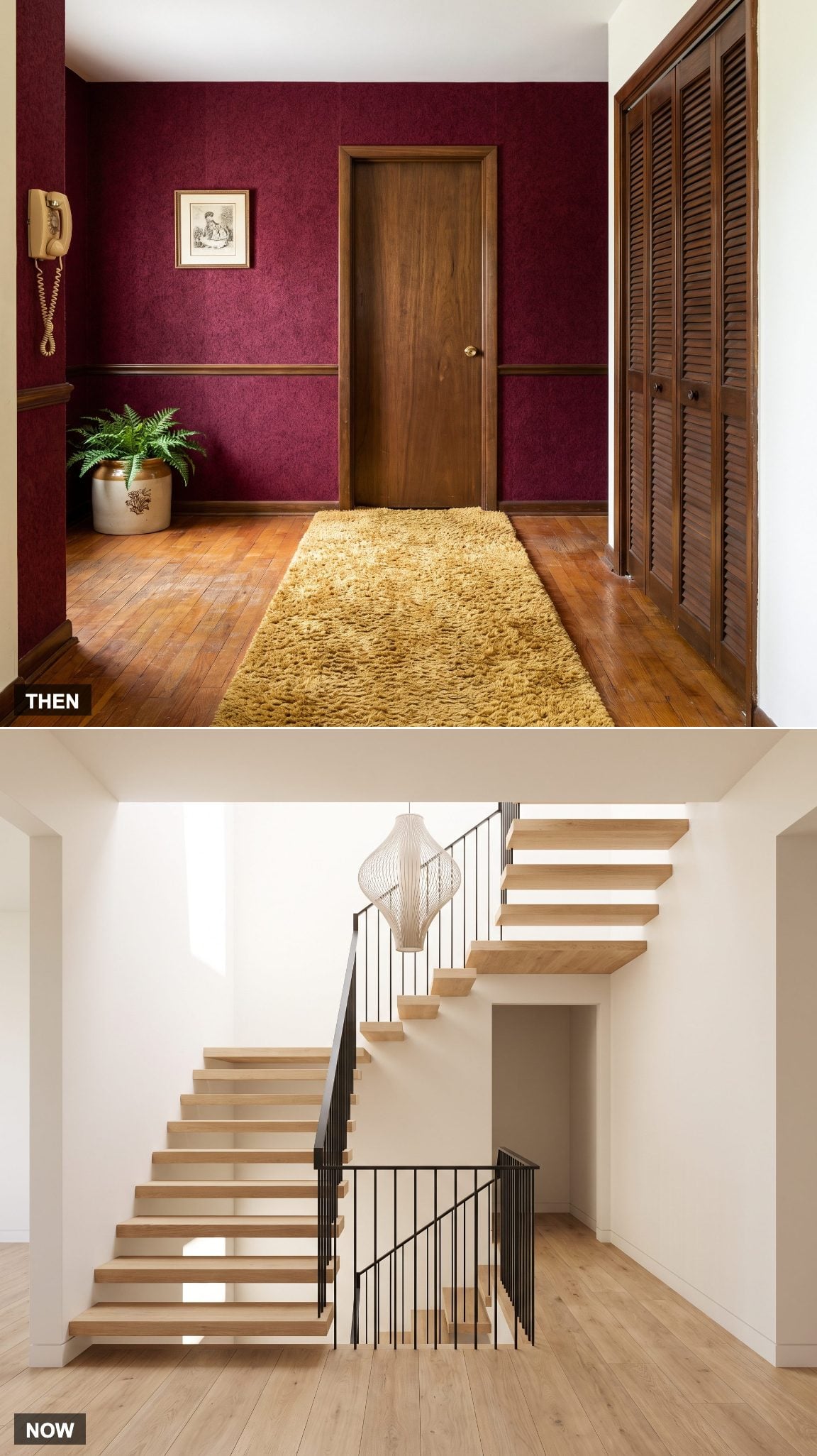 1975: Staircase Closed Off From the Foyer → NOW: Staircase as a Design Feature