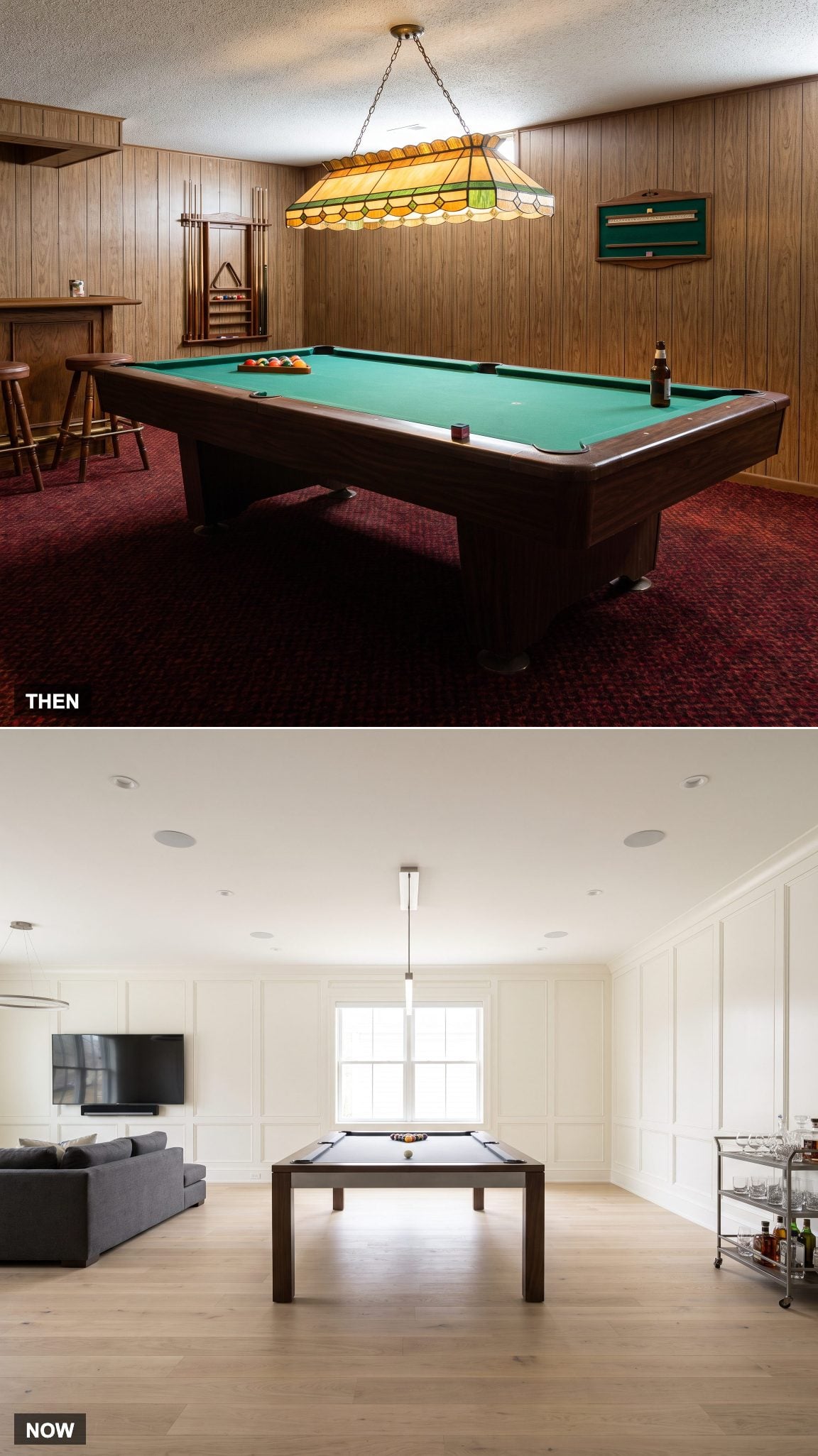 1978: The Pool Table Under a Billiard Lamp vs. NOW: The Flexible Entertainment Room