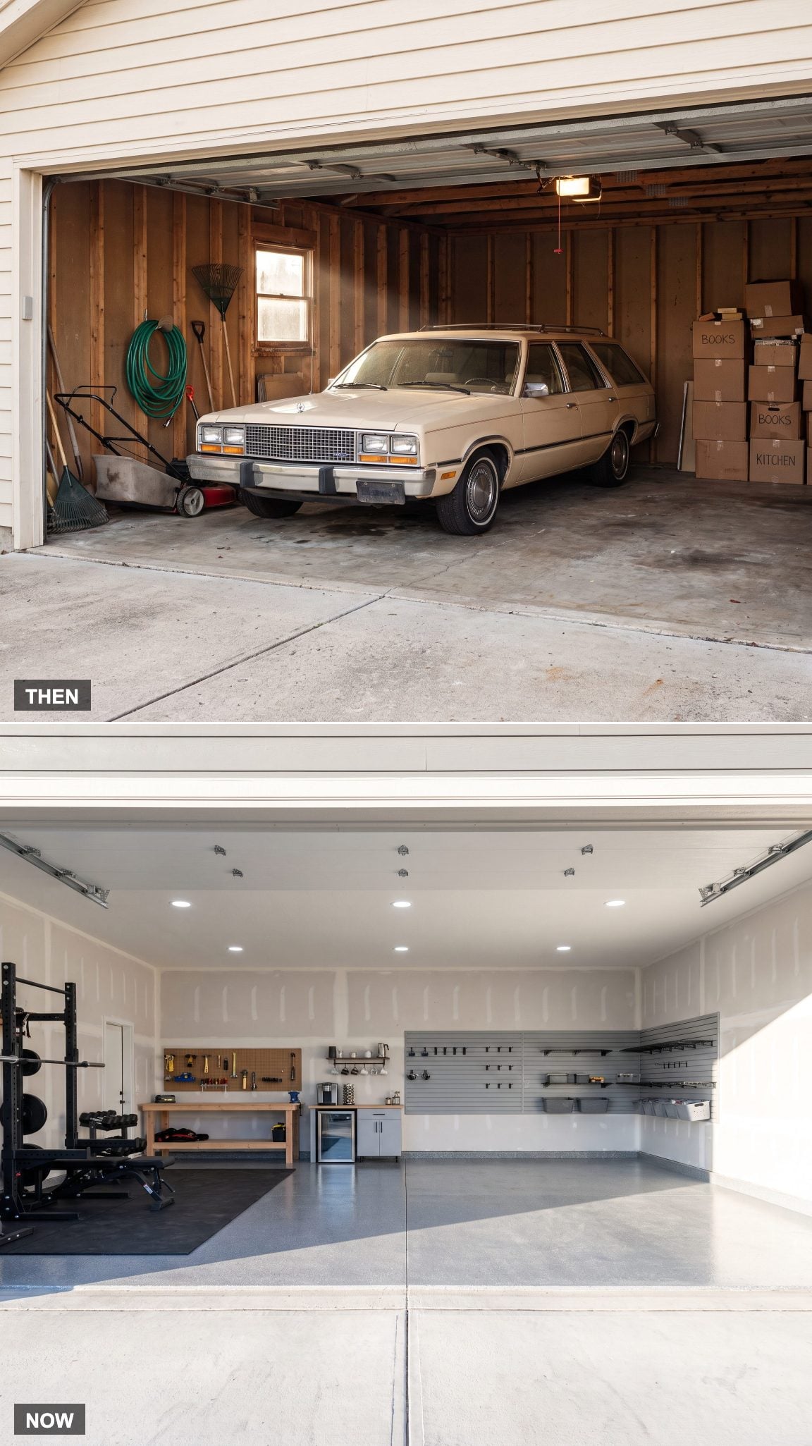 1980: The Family Car Ruled the Garage → NOW: A Room Built Around Many Jobs