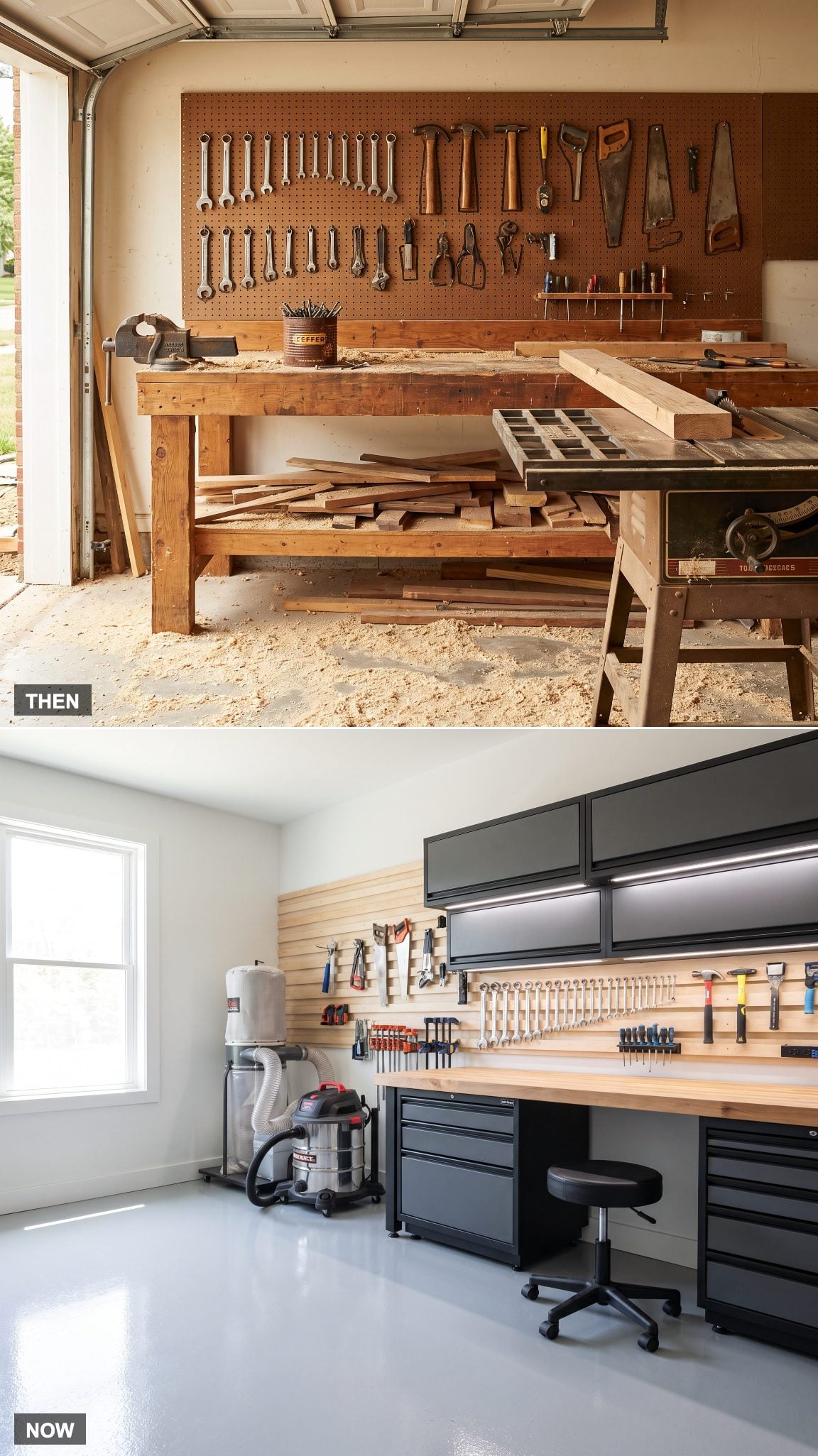 1980: The Garage Doubled as a Workshop → NOW: A Dedicated Hobby Zone