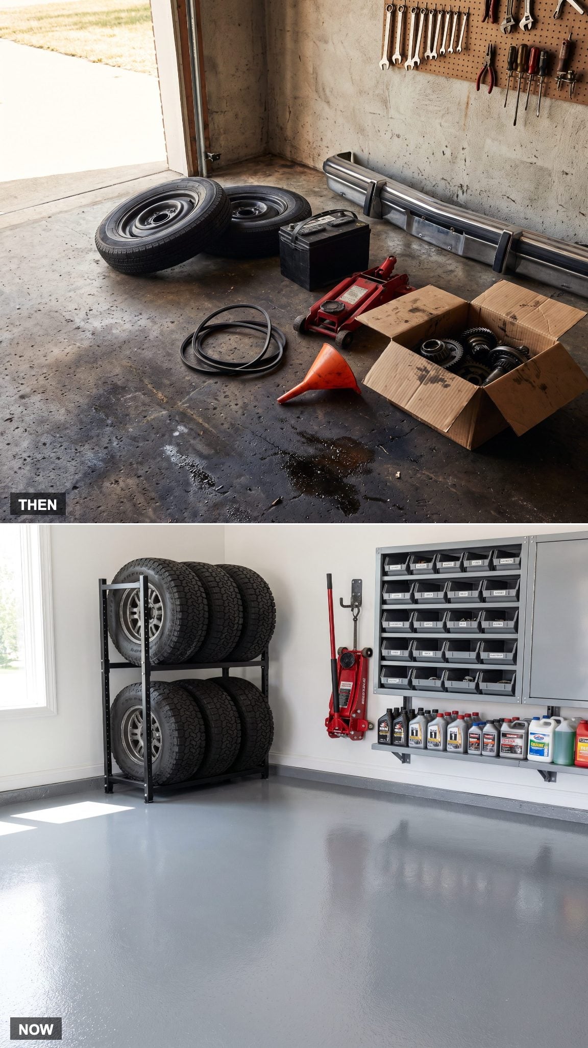 1980: Spare Tires and Auto Parts on the Floor → NOW: Dedicated Automotive Storage
