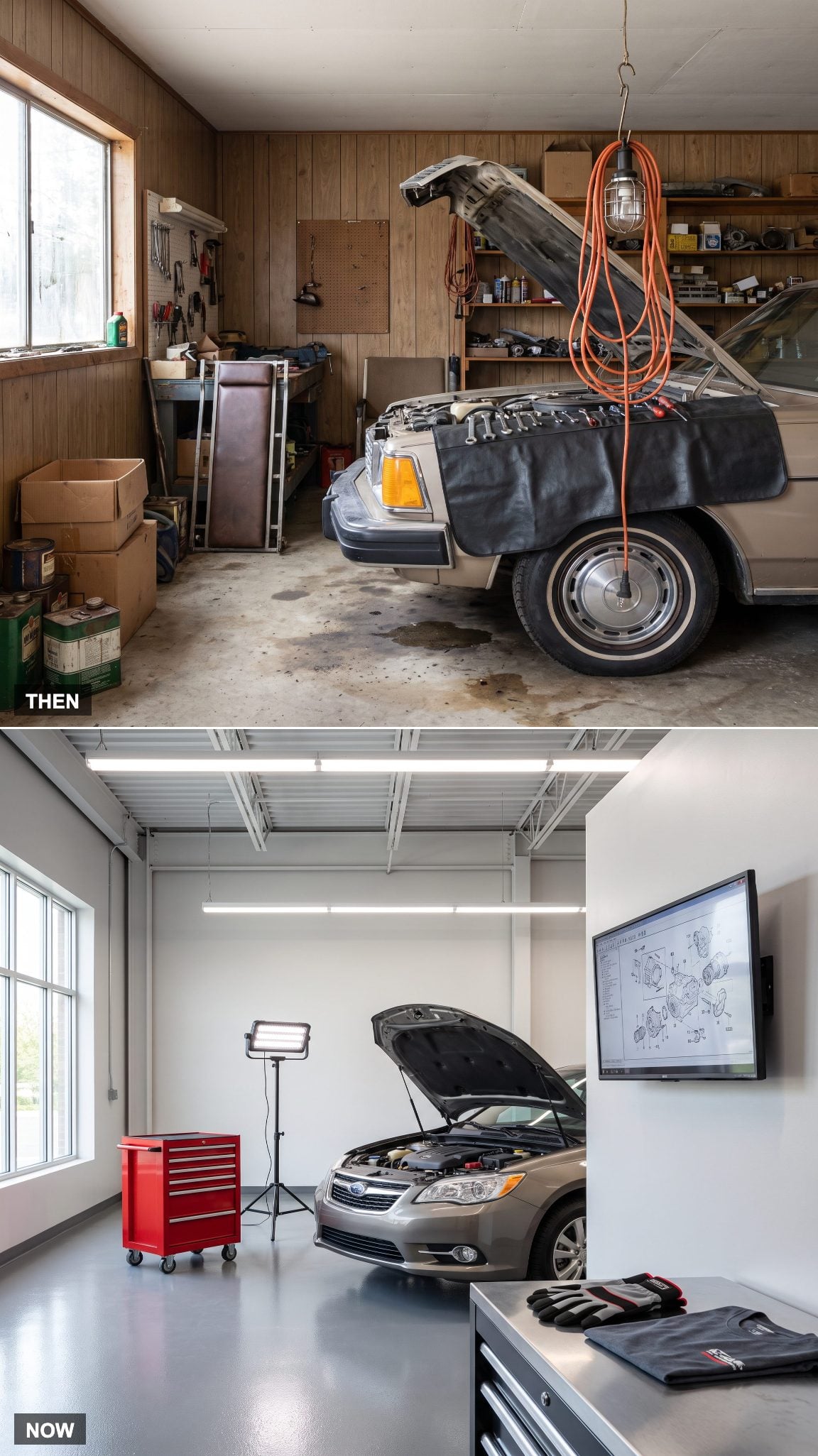 1980: The Trouble Light Under the Hood → NOW: A Bright Dedicated Work Zone