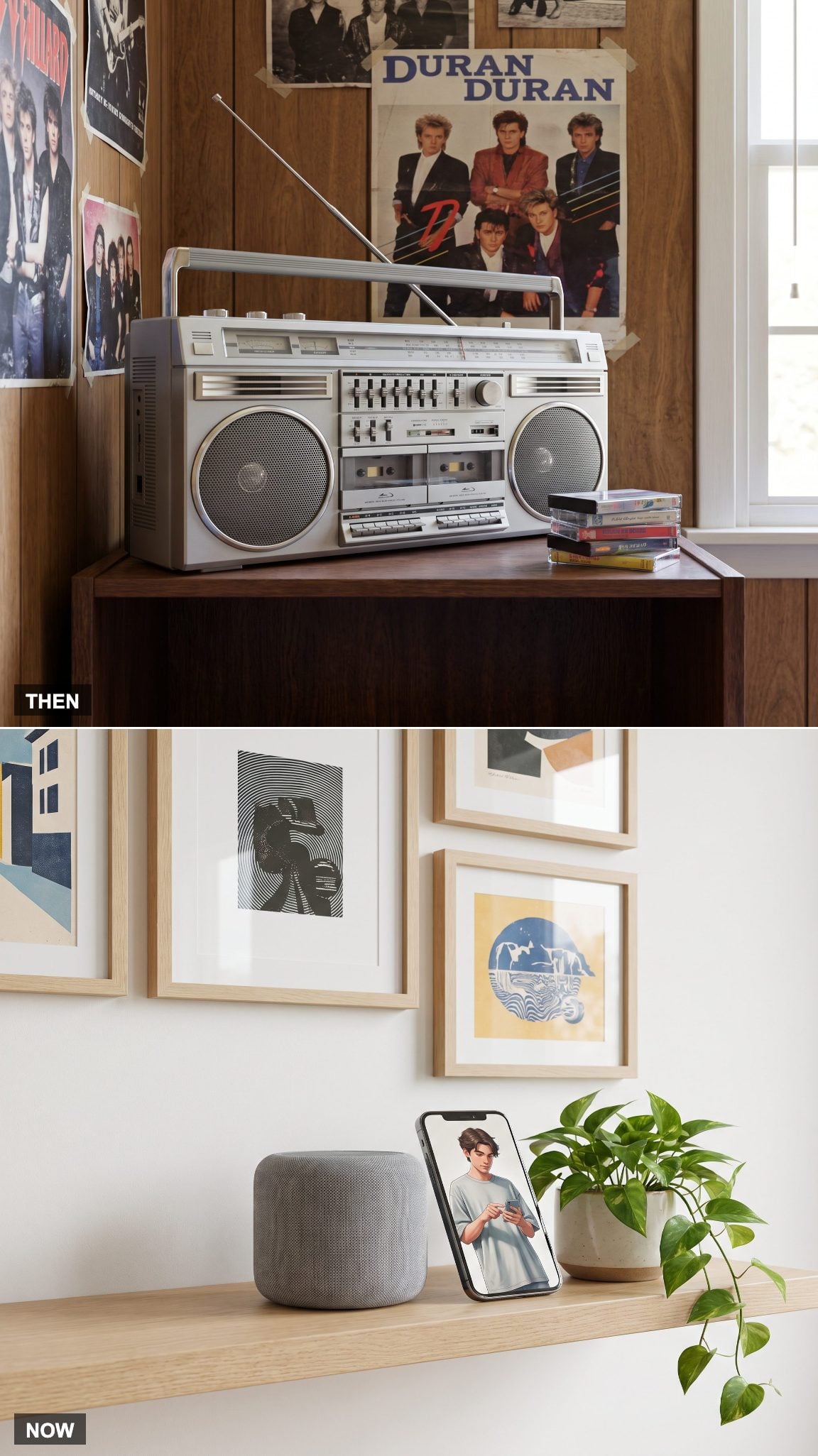 1985: The Boombox → NOW: A Bluetooth Speaker Smaller Than a Cassette