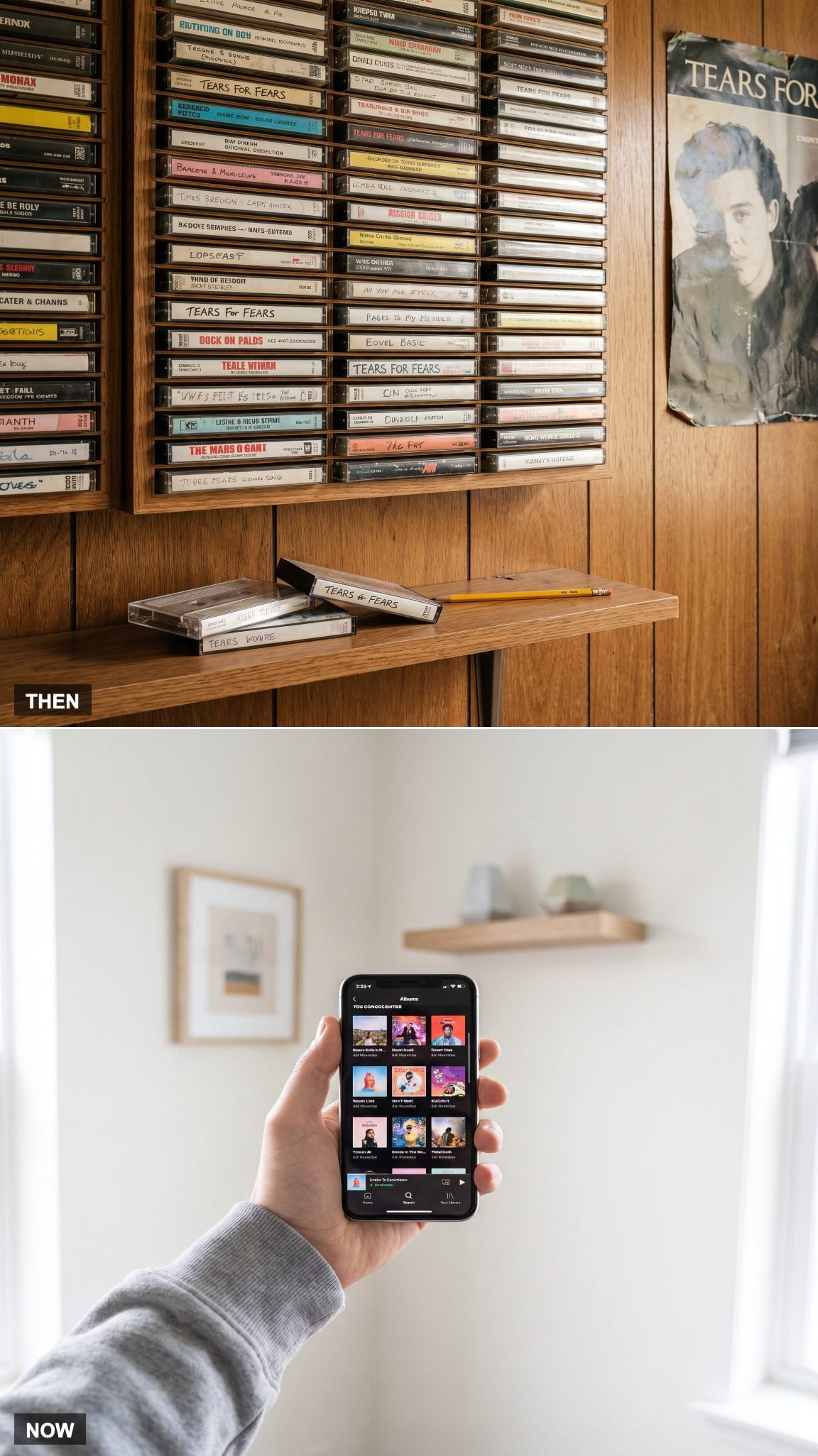 1985: The Cassette Collection → NOW: A Music Library That Weighs Nothing
