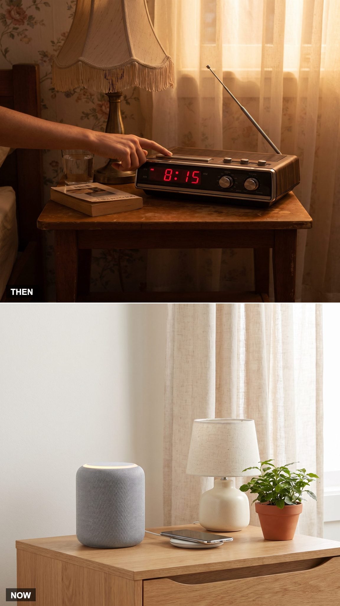 1985: The Clock Radio → NOW: The Smart Speaker That Also Runs the Lights