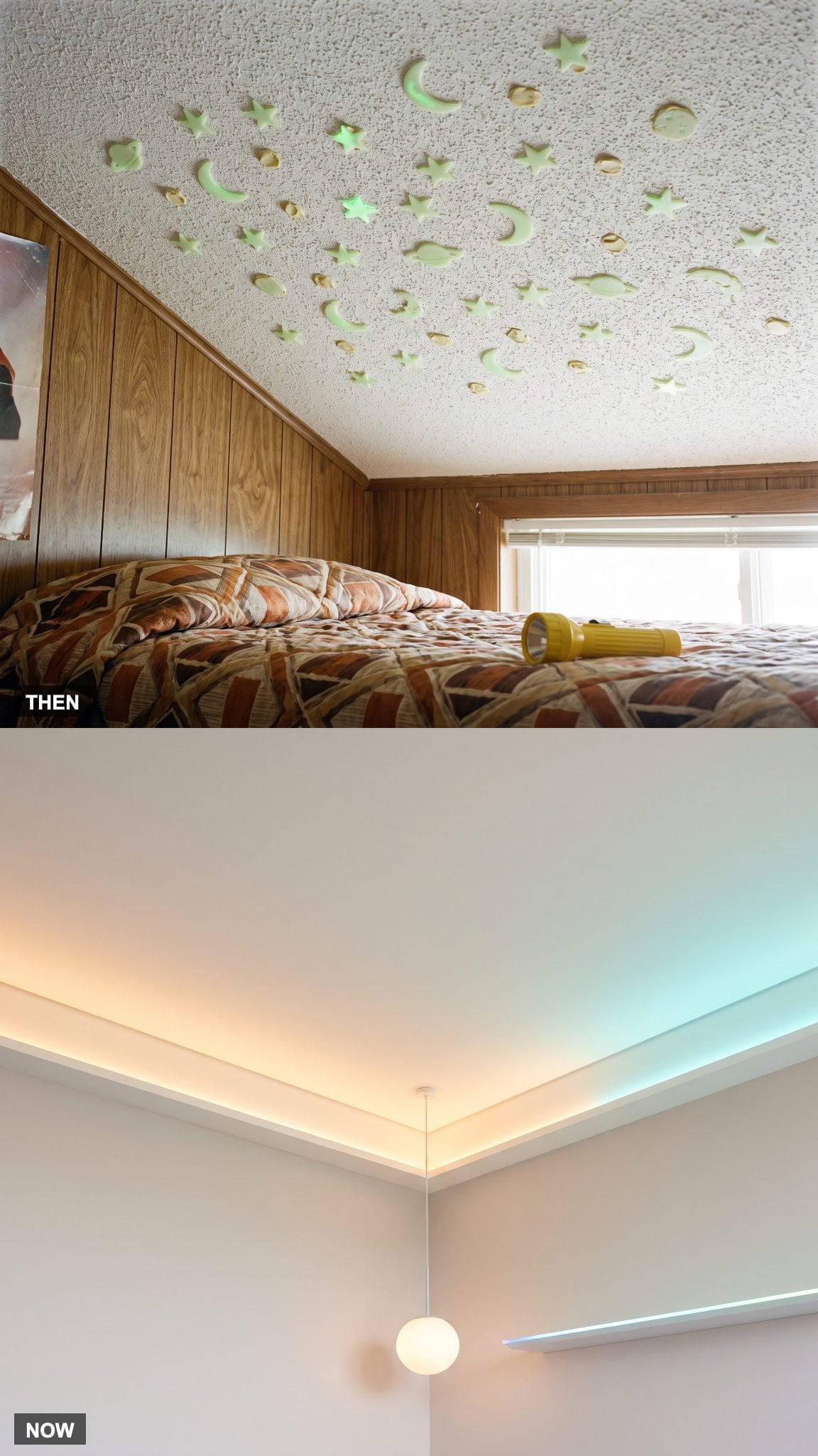 1985: Glow-in-the-Dark Stars and Novelty Decorations → NOW: LED and Ambient Mood Lighting