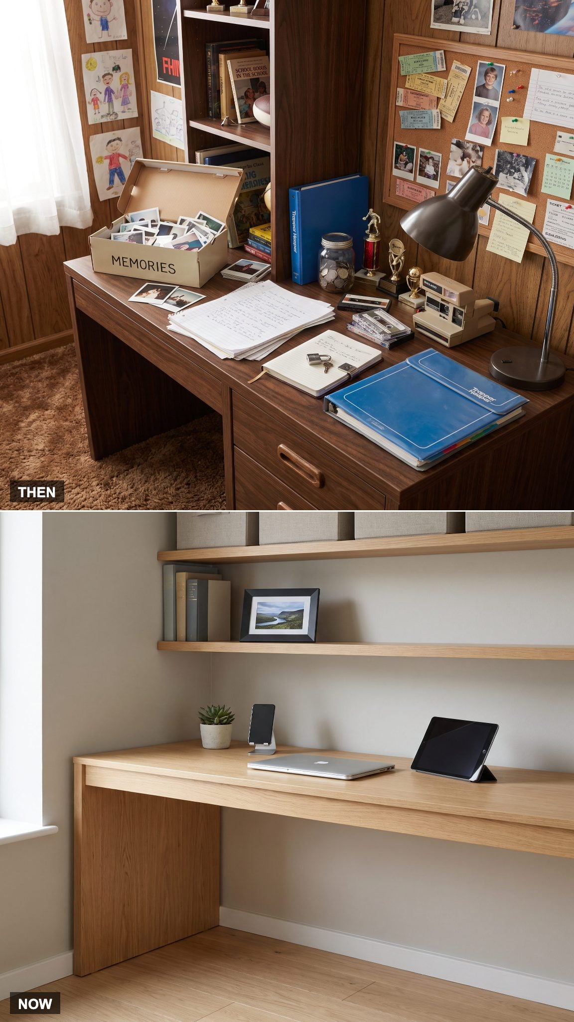 1985: A Messy Physical Record of Childhood → NOW: Organized, With Childhood Stored Digitally