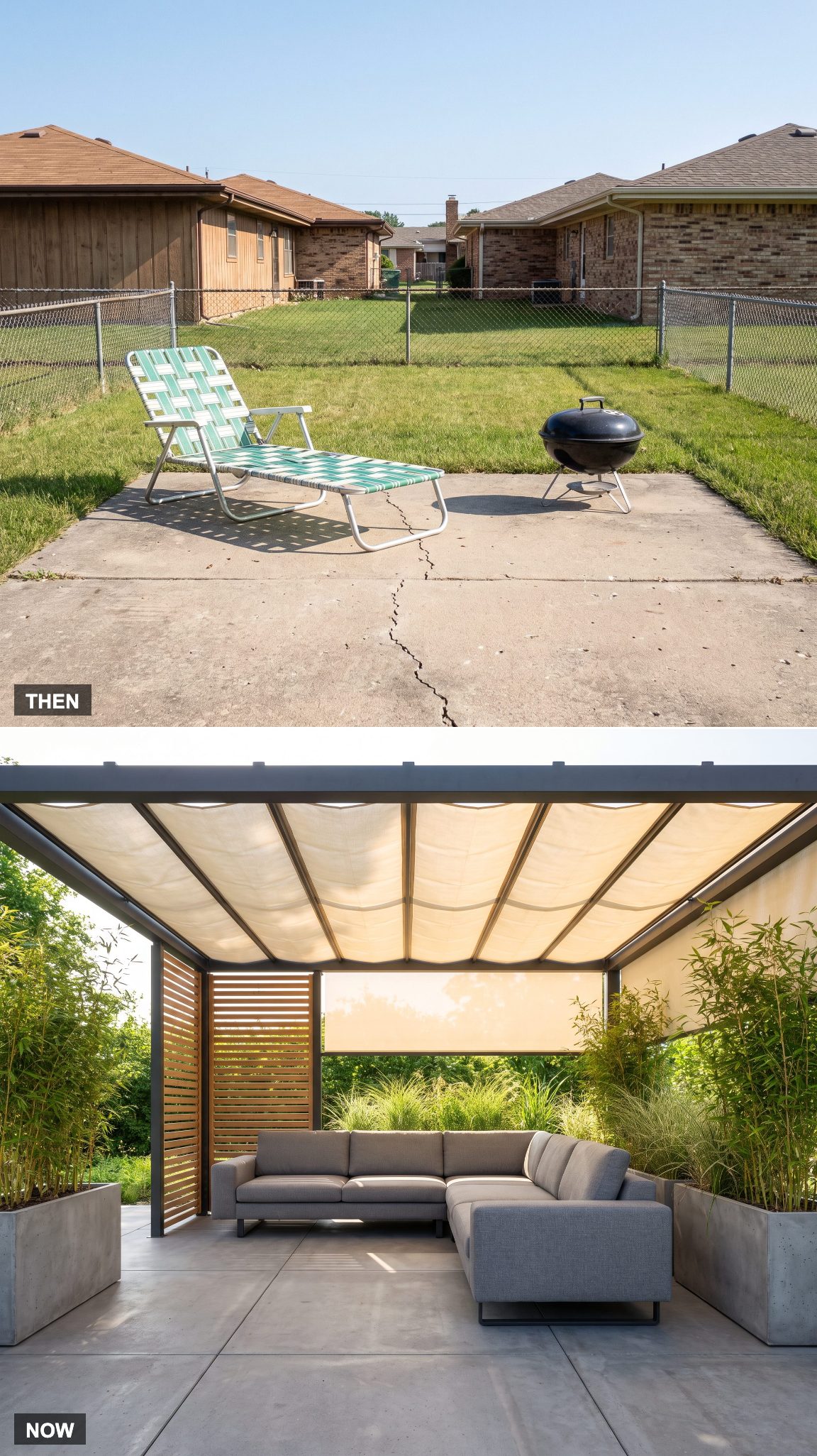 1975 exposed patio transformed with deliberately designed privacy